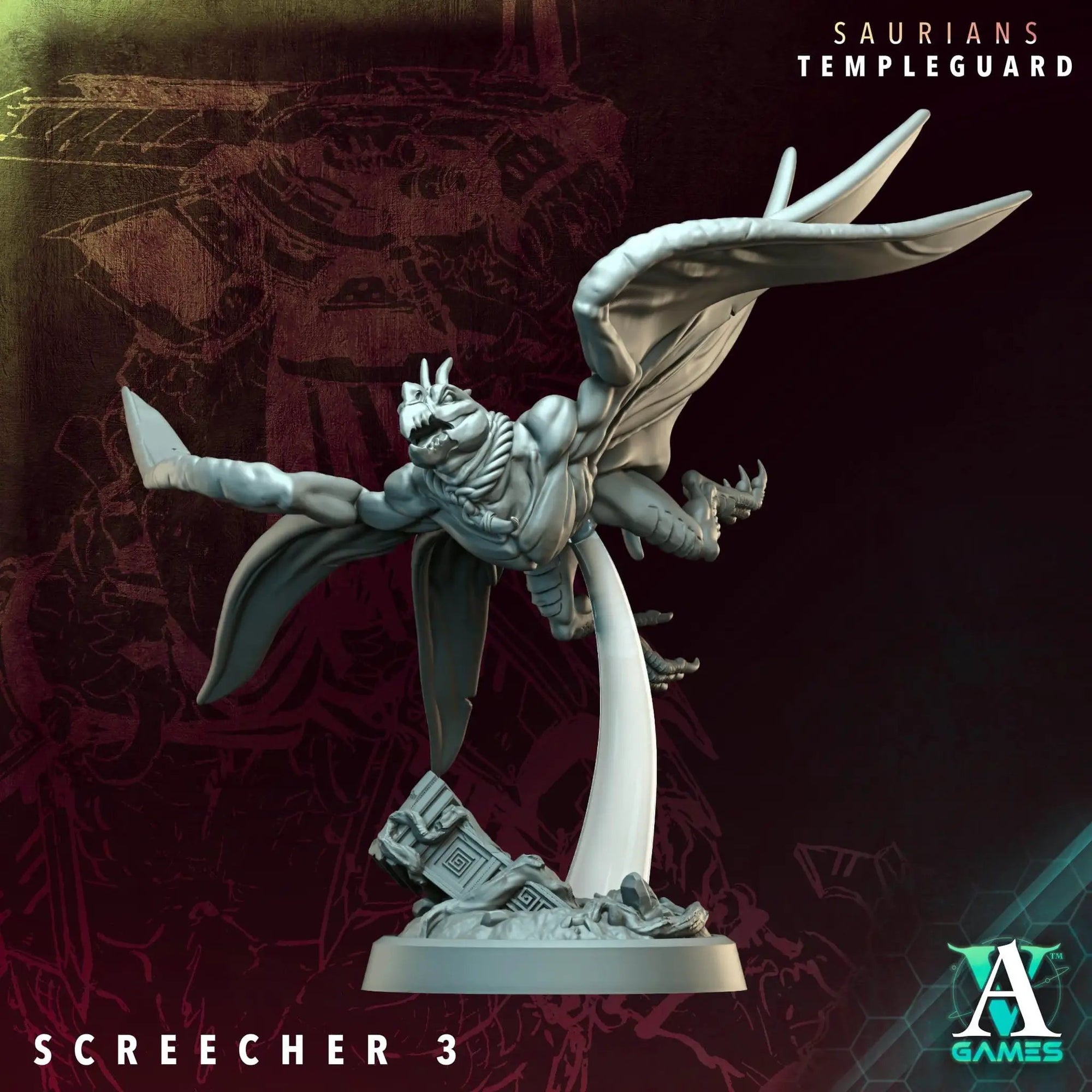 3D printed Skyfire Screechers miniature by Last Hope Miniatures, featuring detailed dragon-like creatures with dynamic poses.