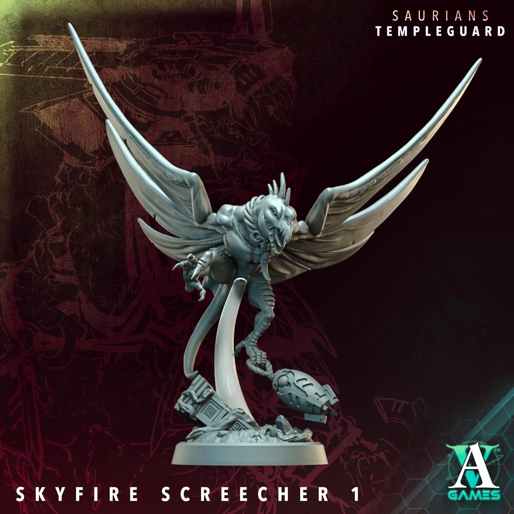 3D printed Skyfire Screechers miniatures by Last Hope Miniatures, featuring detailed dragon-like figures from Archvillain Games.