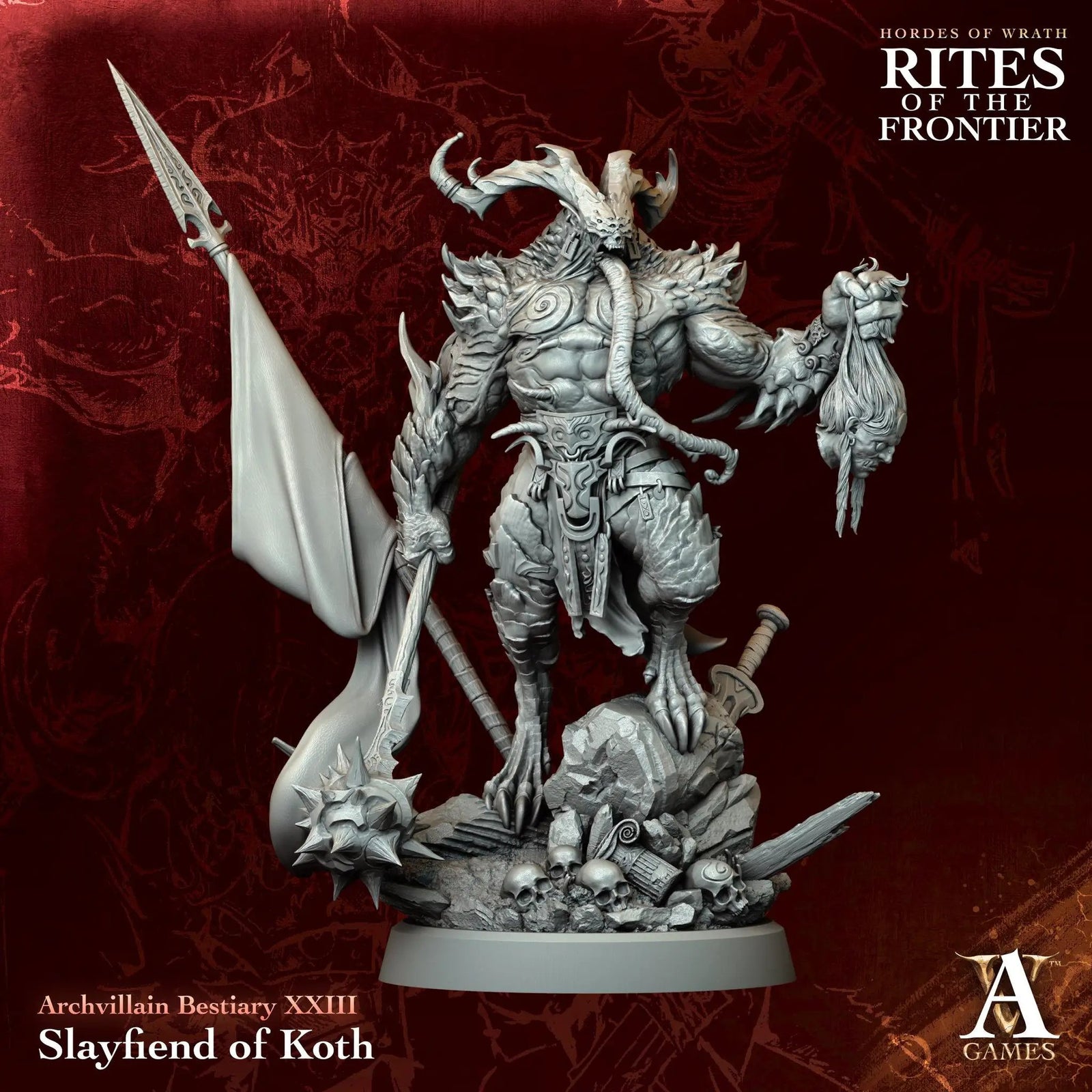 3D printed Slayfiend of Koth miniature by Last Hope Miniatures, detailed fantasy creature with intricate sculpting from Archvillain Games.