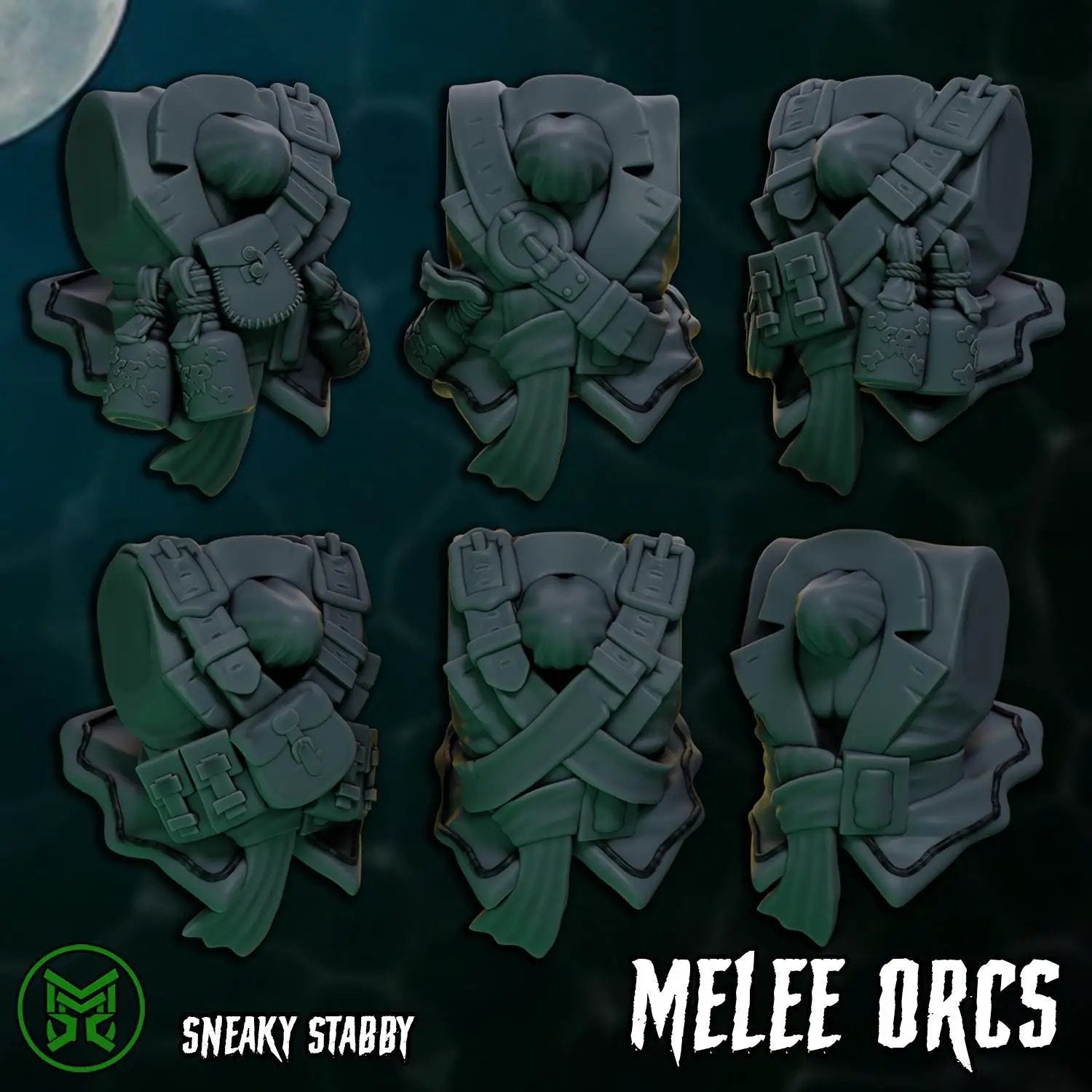 3D printed Sneaky Orcs miniatures by Last Hope Miniatures from Mekka Miniatures, featuring detailed orc figures in stealthy poses.