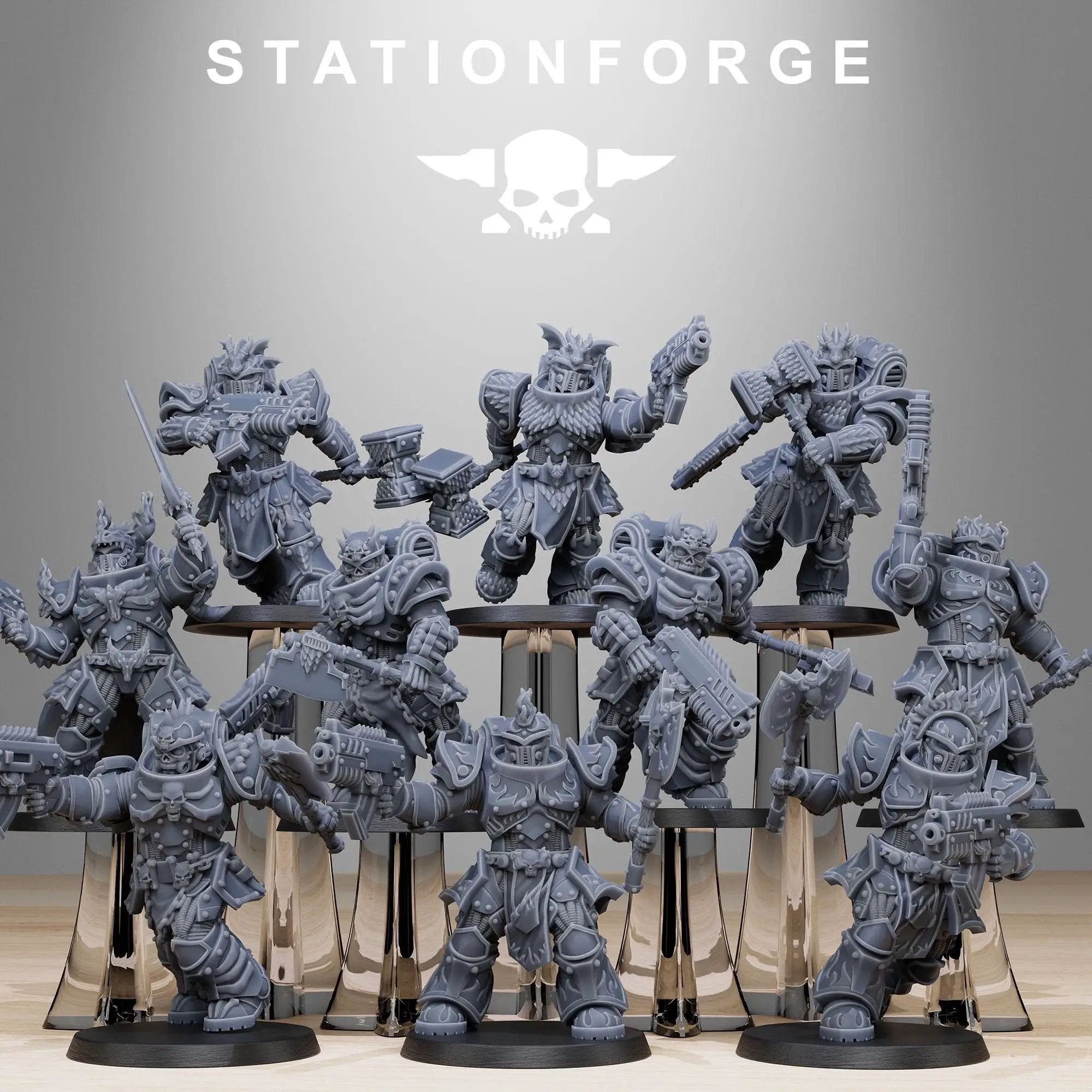 3D printed Socratis Dragon Knights miniatures by Last Hope Miniatures, detailed fantasy figures with armored dragon-themed warriors