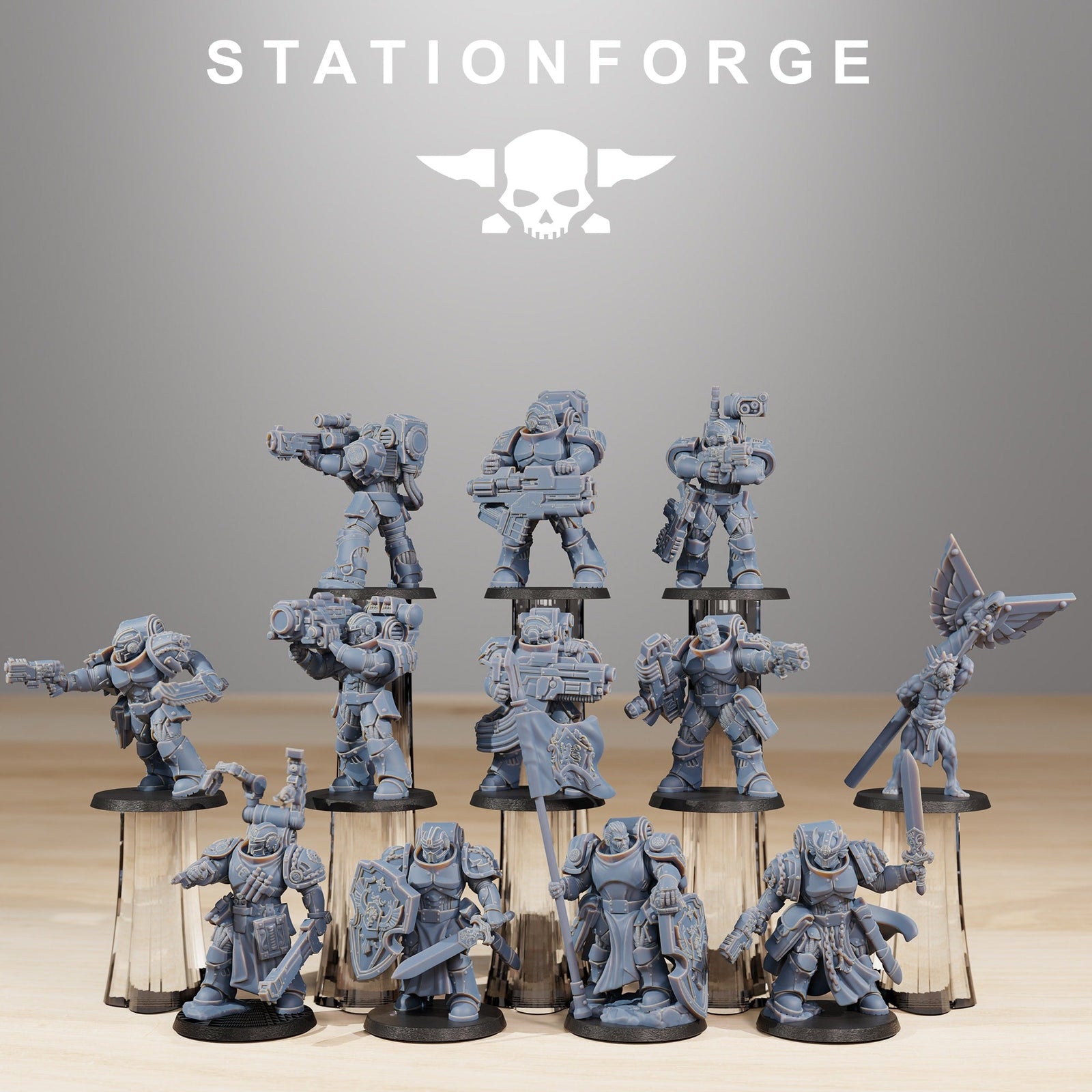 3D printed Socratis Reinforcers miniatures by Last Hope Miniatures, detailed models with intricate designs from StationForge.