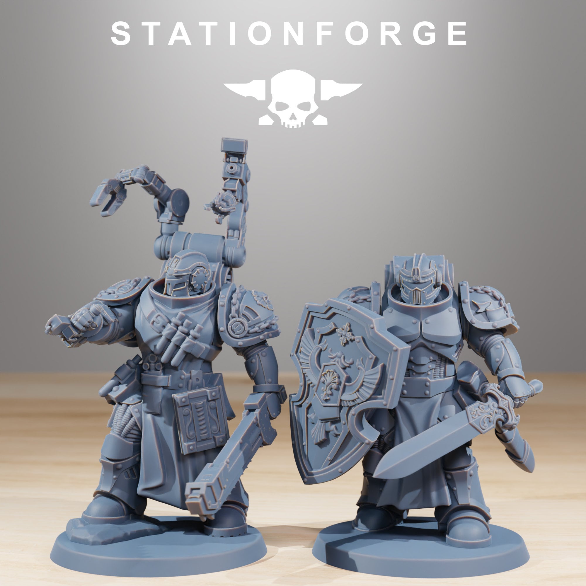 3D printed Socratis Reinforcers by StationForge Miniatures, detailed miniature accessories for tabletop gaming, produced by Last Hope Miniatures