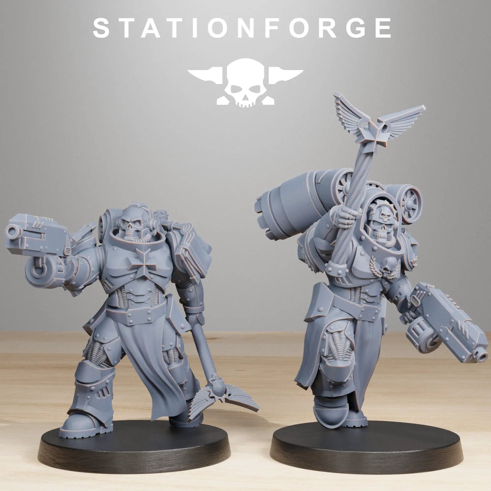 3D printed Socratis Reverands miniature from StationForge by Last Hope Miniatures, showing detailed sculpt with robes and staff.