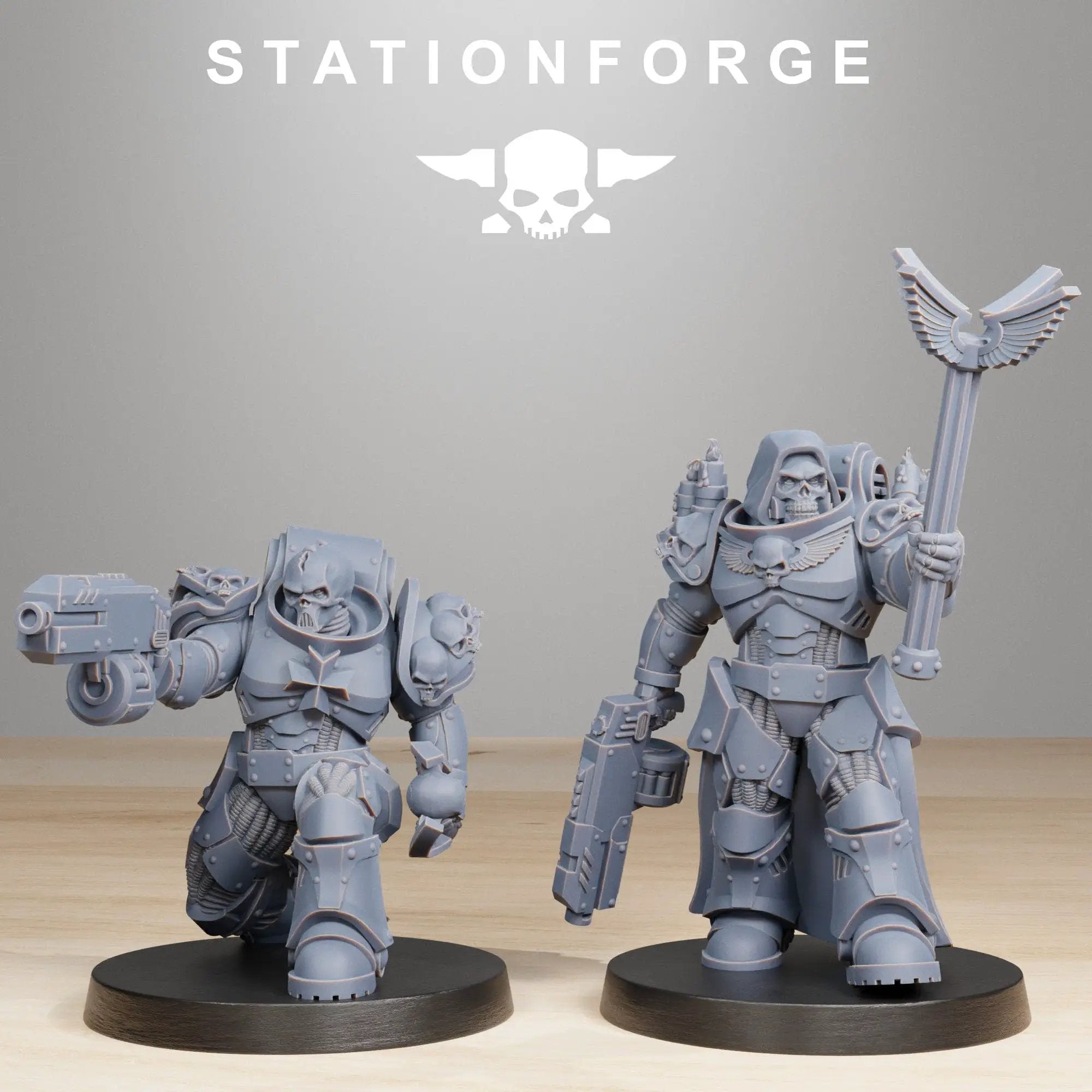 3D printed Socratis Reverends miniature by Last Hope Miniatures for StationForge, showing detailed sculpt with intricate robes.
