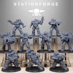 3D printed Socratis Scouts miniatures by Last Hope Miniatures, featuring detailed sci-fi soldier figures from StationForge.