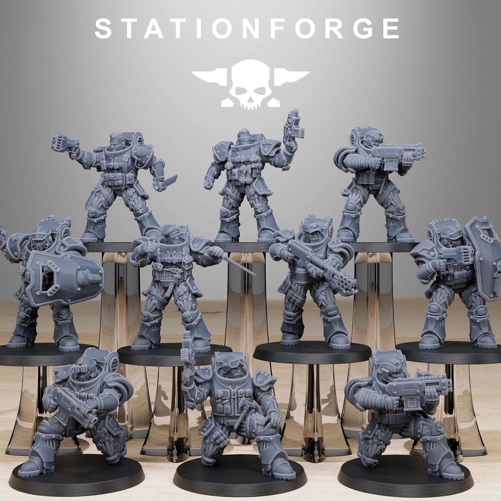 3D printed Socratis Scouts miniatures by Last Hope Miniatures, featuring detailed sci-fi soldier figures from StationForge.