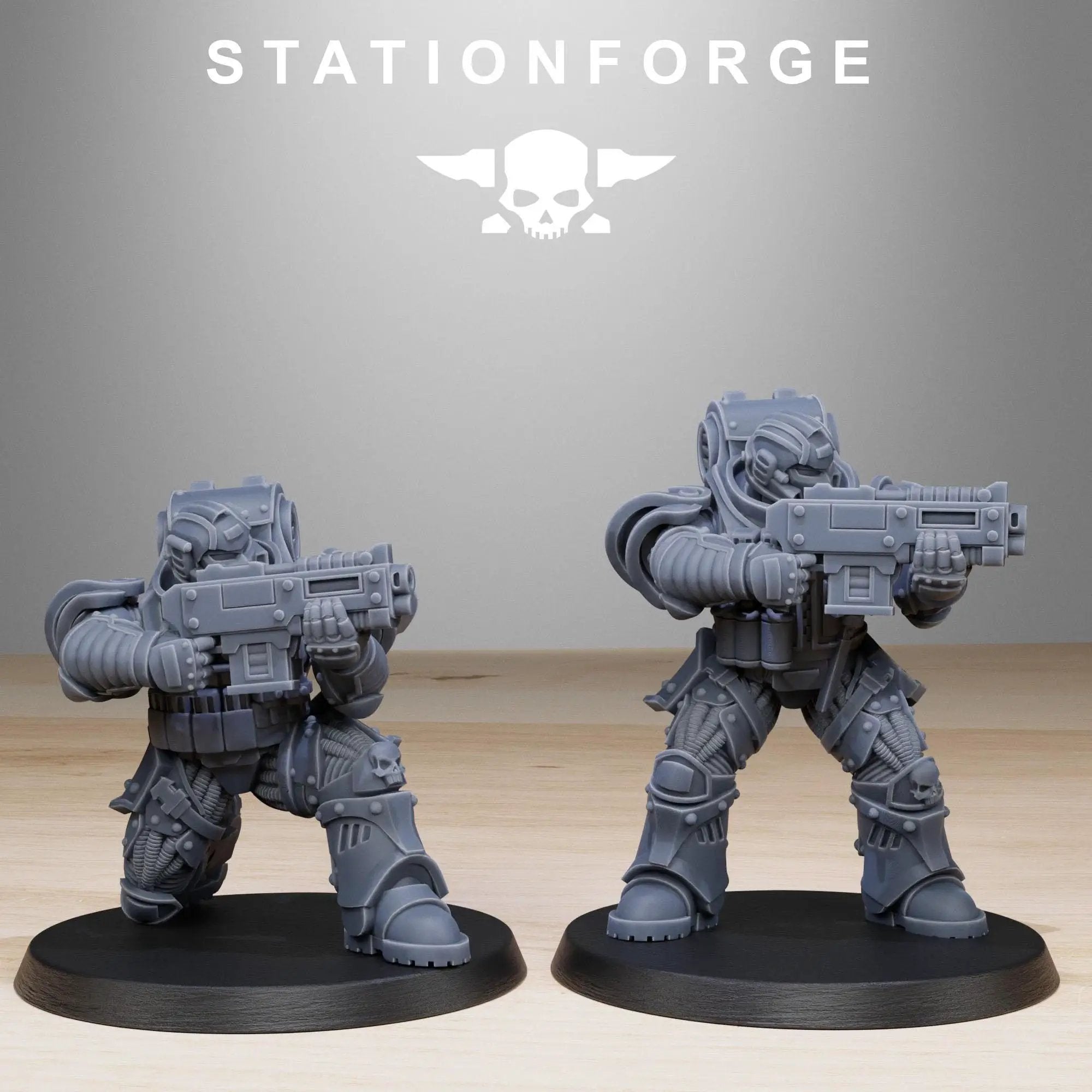 3D printed Socratis Scouts miniatures by StationForge Miniatures, detailed sci-fi figures from Last Hope Miniatures collection.