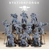 Set of ten 3D printed Socratis Zealots miniatures by Last Hope Miniatures for StationForge, showing detailed warrior figures on a white background.