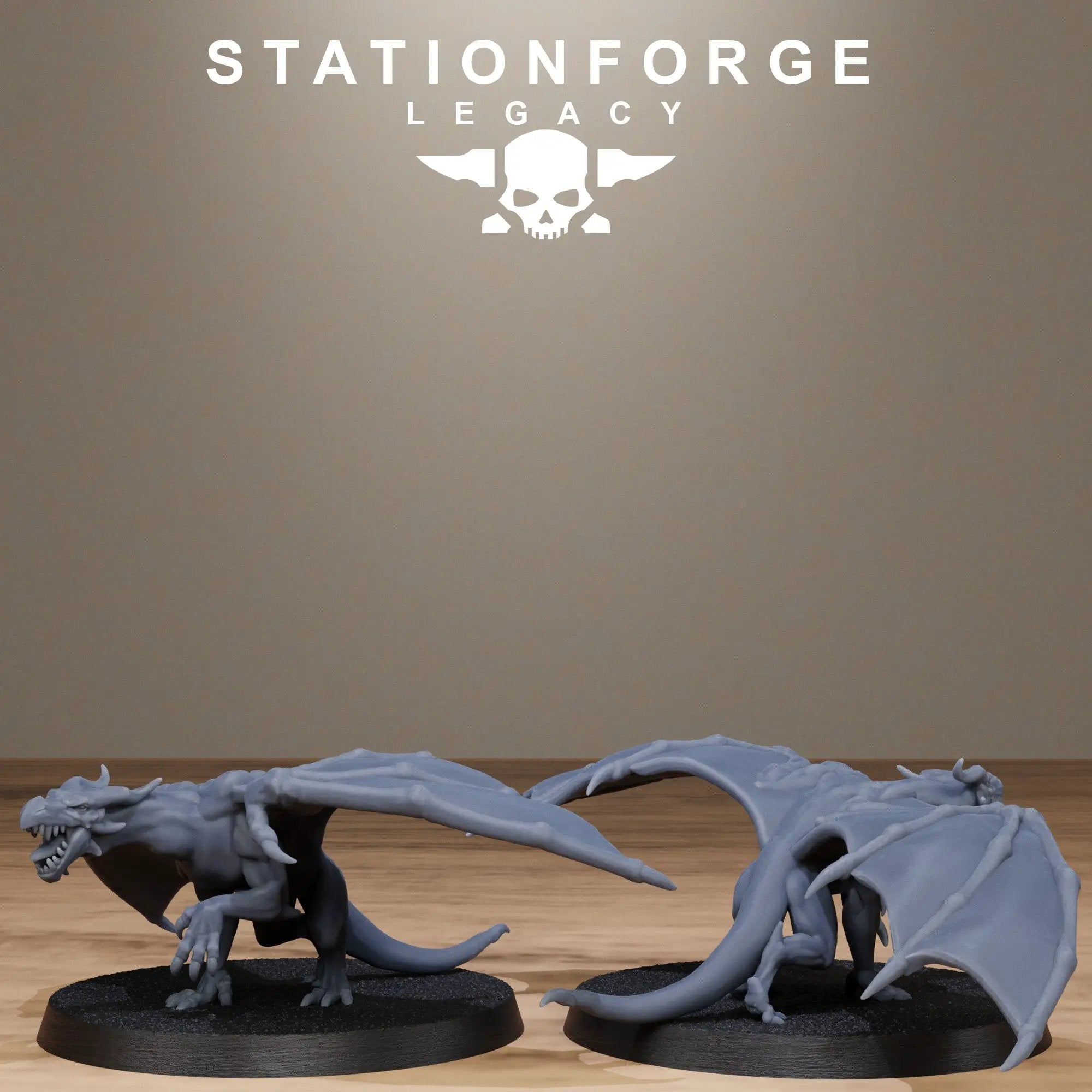 3D printed Solaris Dragon Squad miniatures by StationForge Miniatures, featuring detailed dragon figures from Last Hope Miniatures.