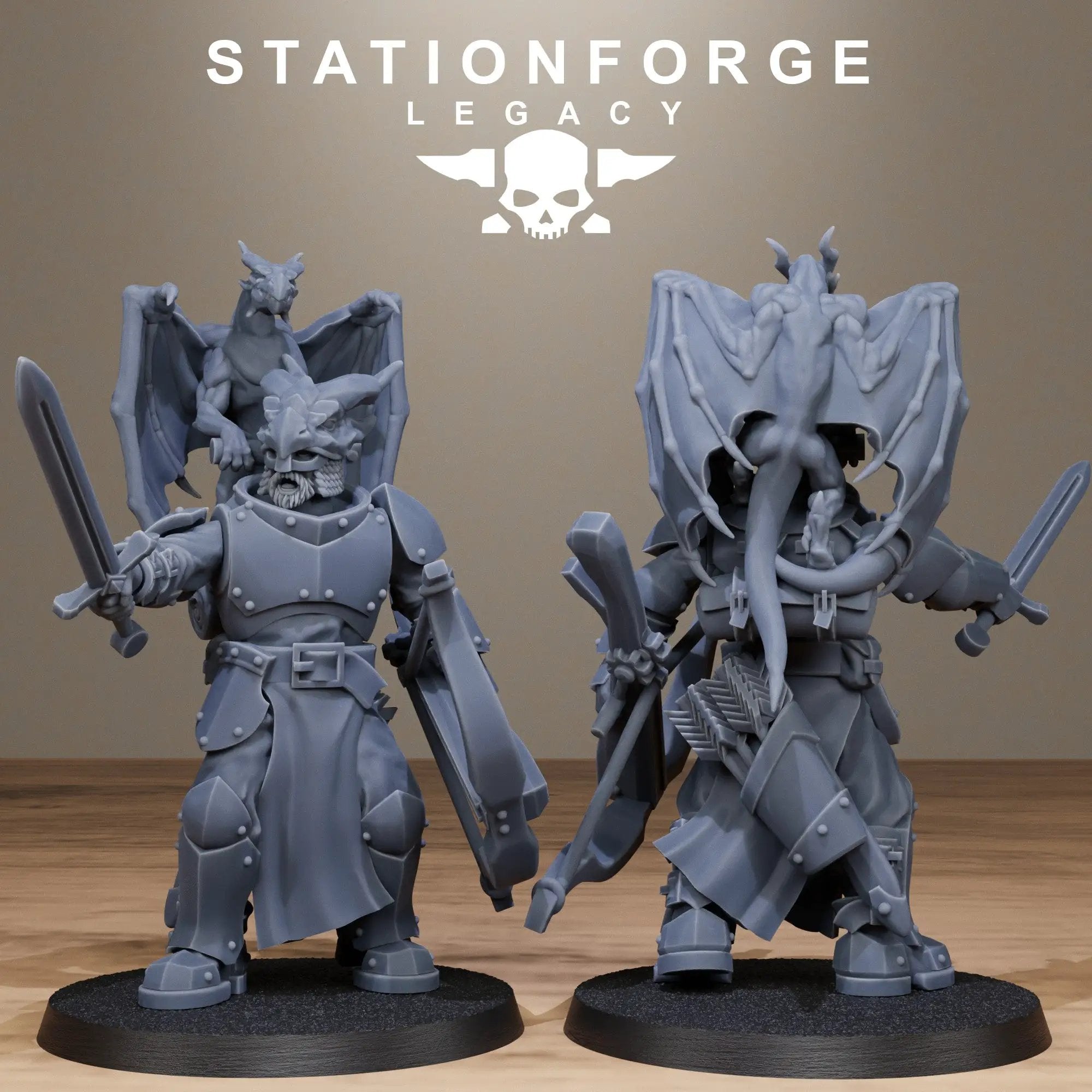 3D printed Solaris Dragon Squad by StationForge Miniatures, detailed fantasy miniature figures for tabletop gaming.