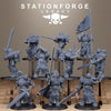 3D printed Solaris Greatswords by StationForge Miniatures, detailed metal-style fantasy swords for tabletop gaming.