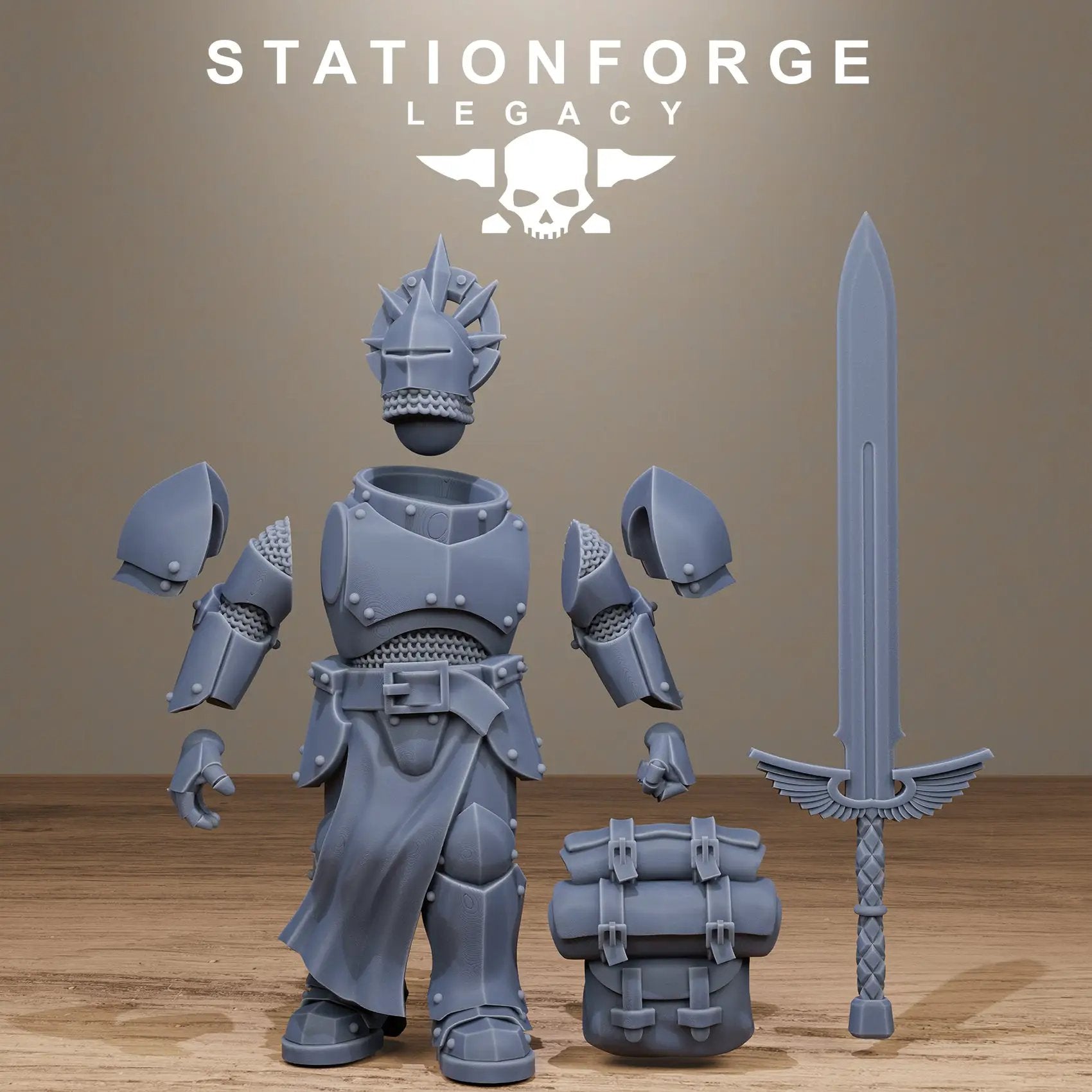 3D printed Solaris Greatswordsmen miniature by Stationforge Miniatures, detailed warrior with sword and armor, from Last Hope Miniatures.