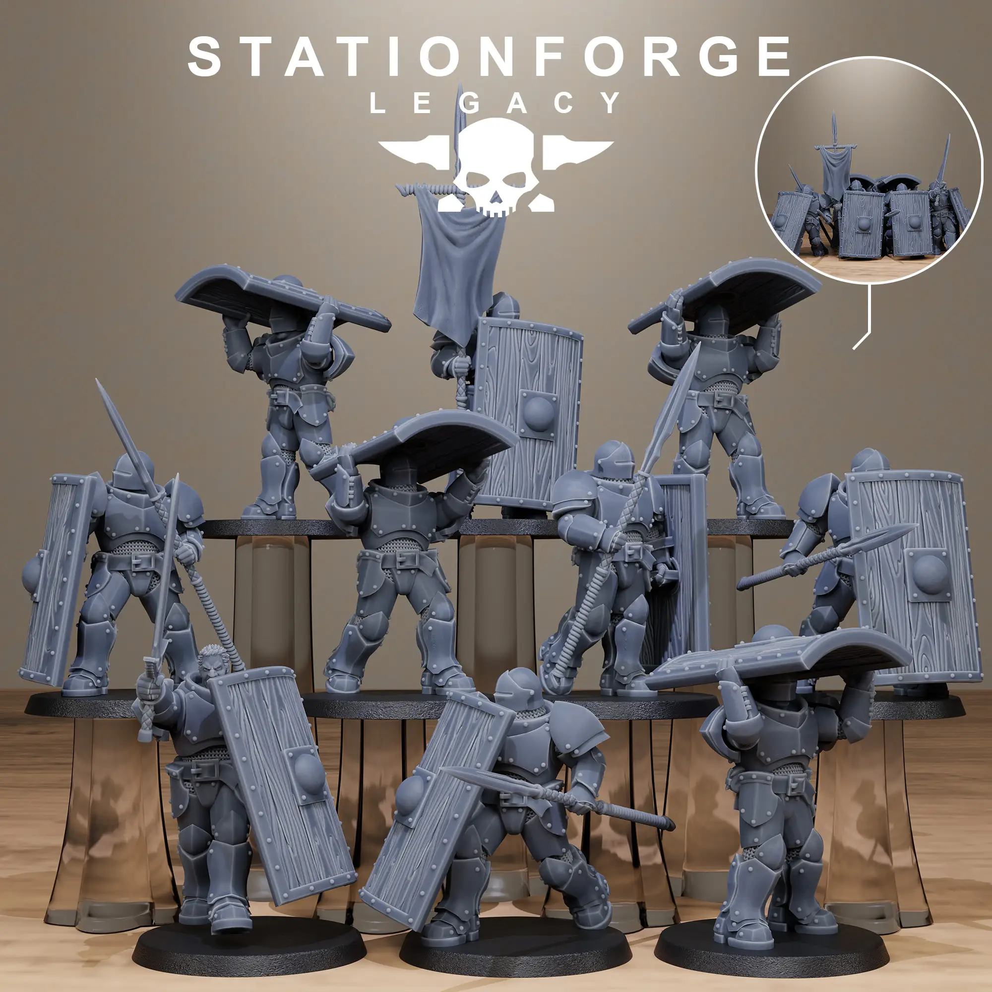3D printed Solaris Phalanx miniature by StationForge Miniatures, detailed sci-fi combat robot from Last Hope Miniatures collection.