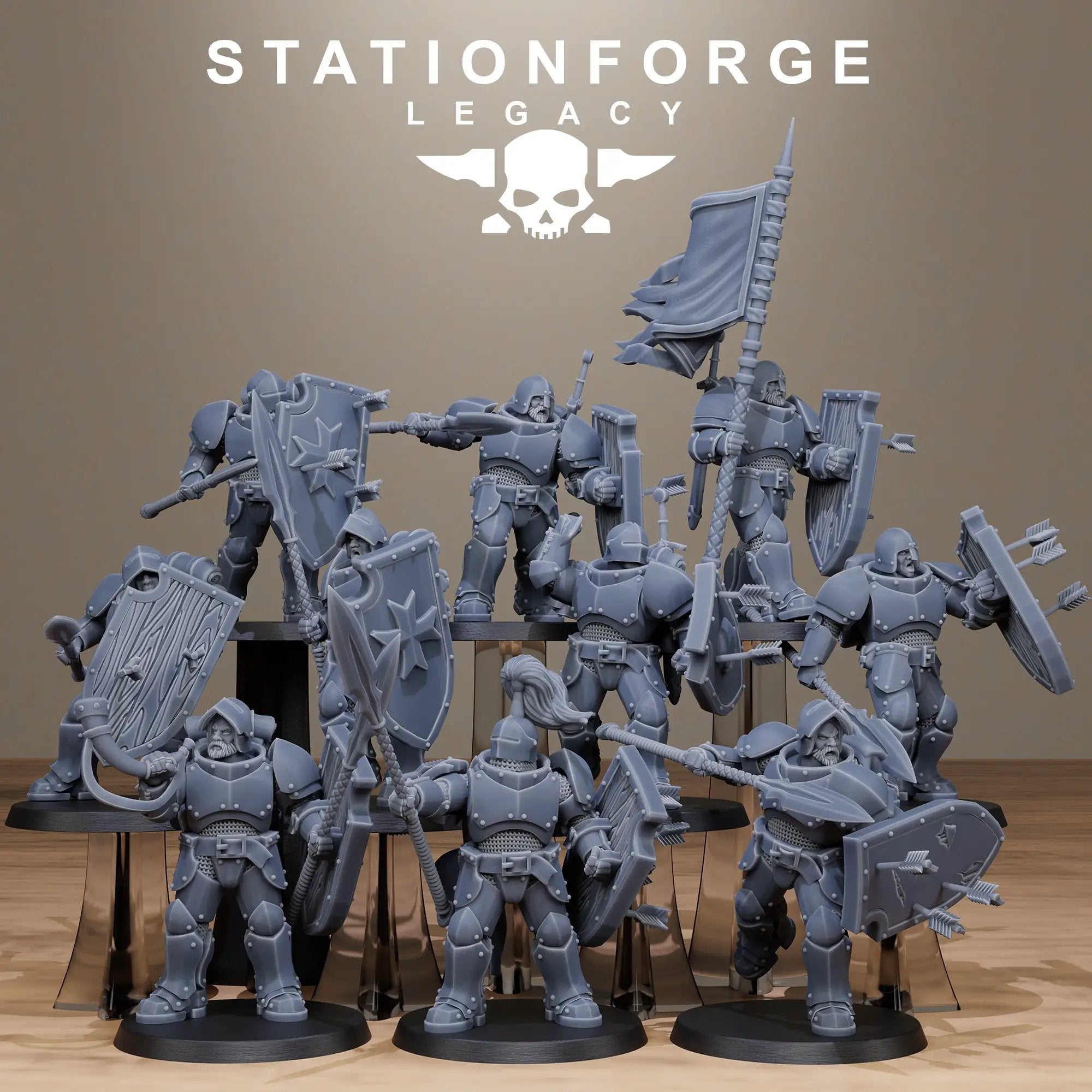 3D printed Solaris Spearmen miniature by Stationforge Miniatures, detailed sci-fi figures from Last Hope Miniatures collection.