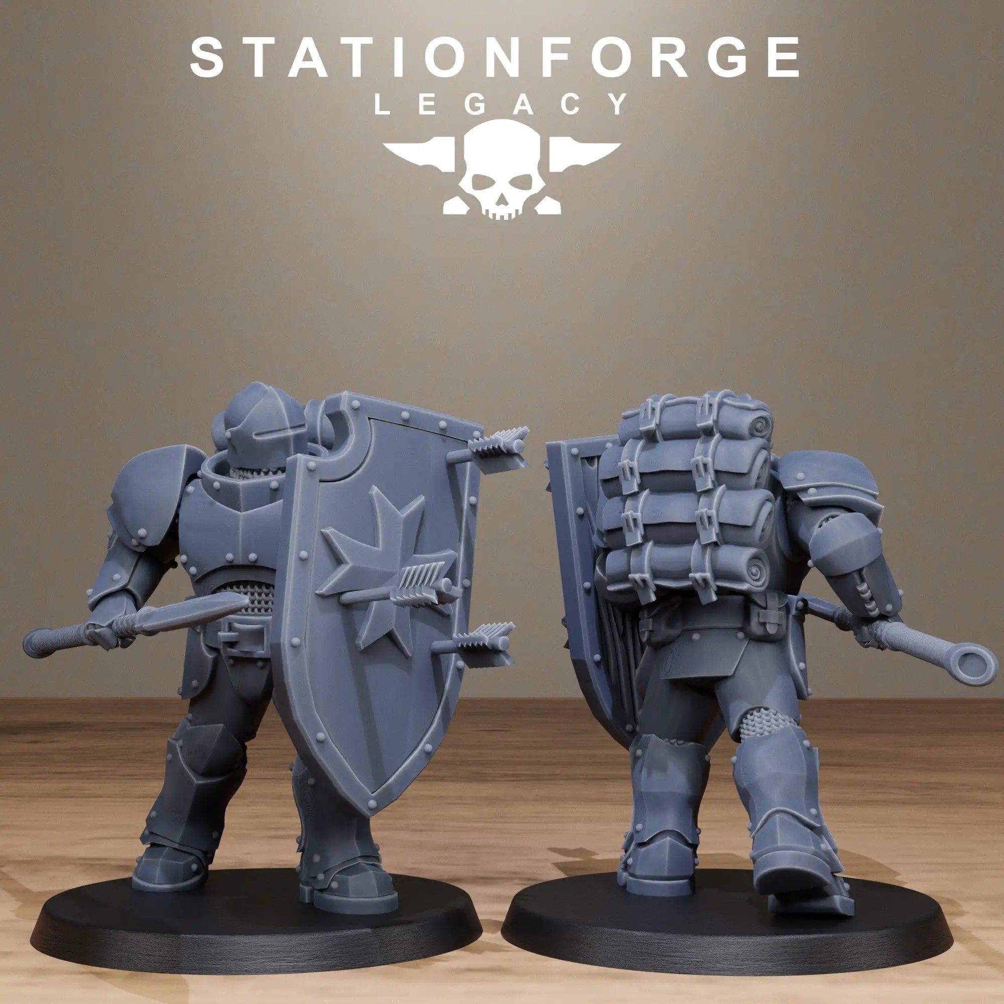 3D printed Solaris Spearmen miniatures by Stationforge Miniatures, featuring detailed sci-fi soldier figures in dynamic poses.