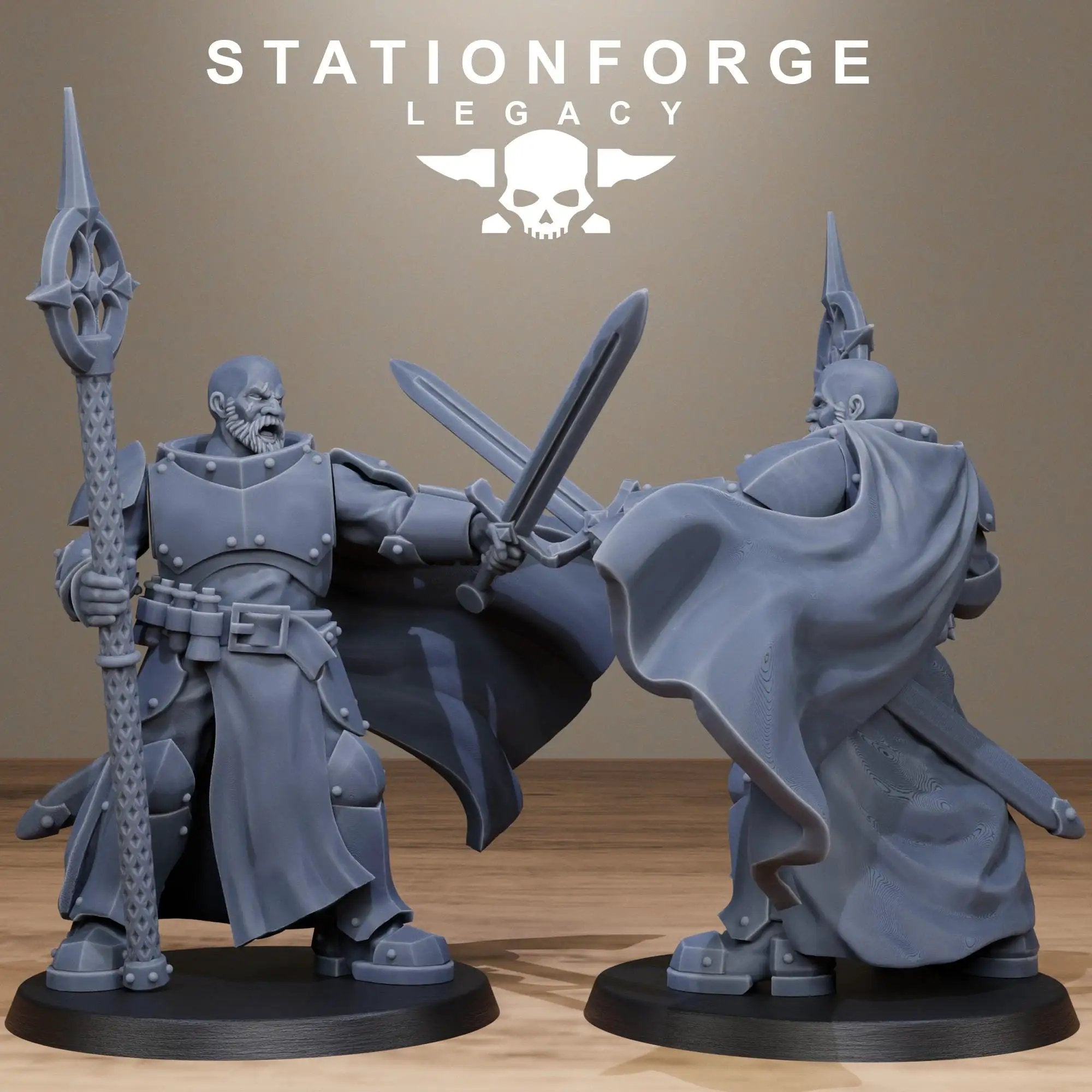 3D printed Solaris Wizards miniatures by StationForge Miniatures, featuring detailed wizard figures in vibrant colors.