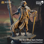 3D printed Soulforged Swashbuckler miniature by Last Hope Miniatures, detailed fantasy figure with sword and armor.