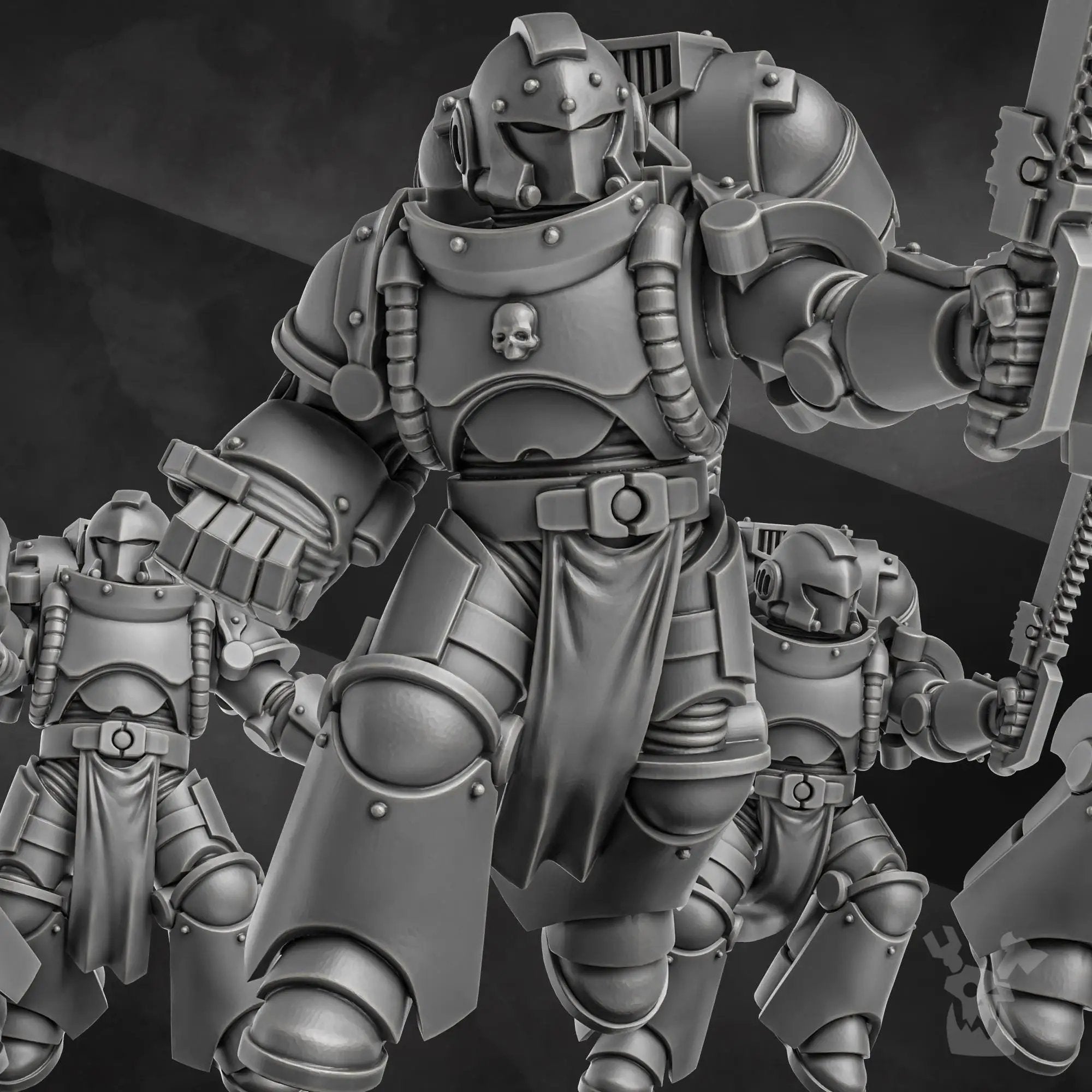 3D printed Space Knight Storm Squad with jetpacks from DakkaDakka Miniatures, featuring armored figures in space combat gear
