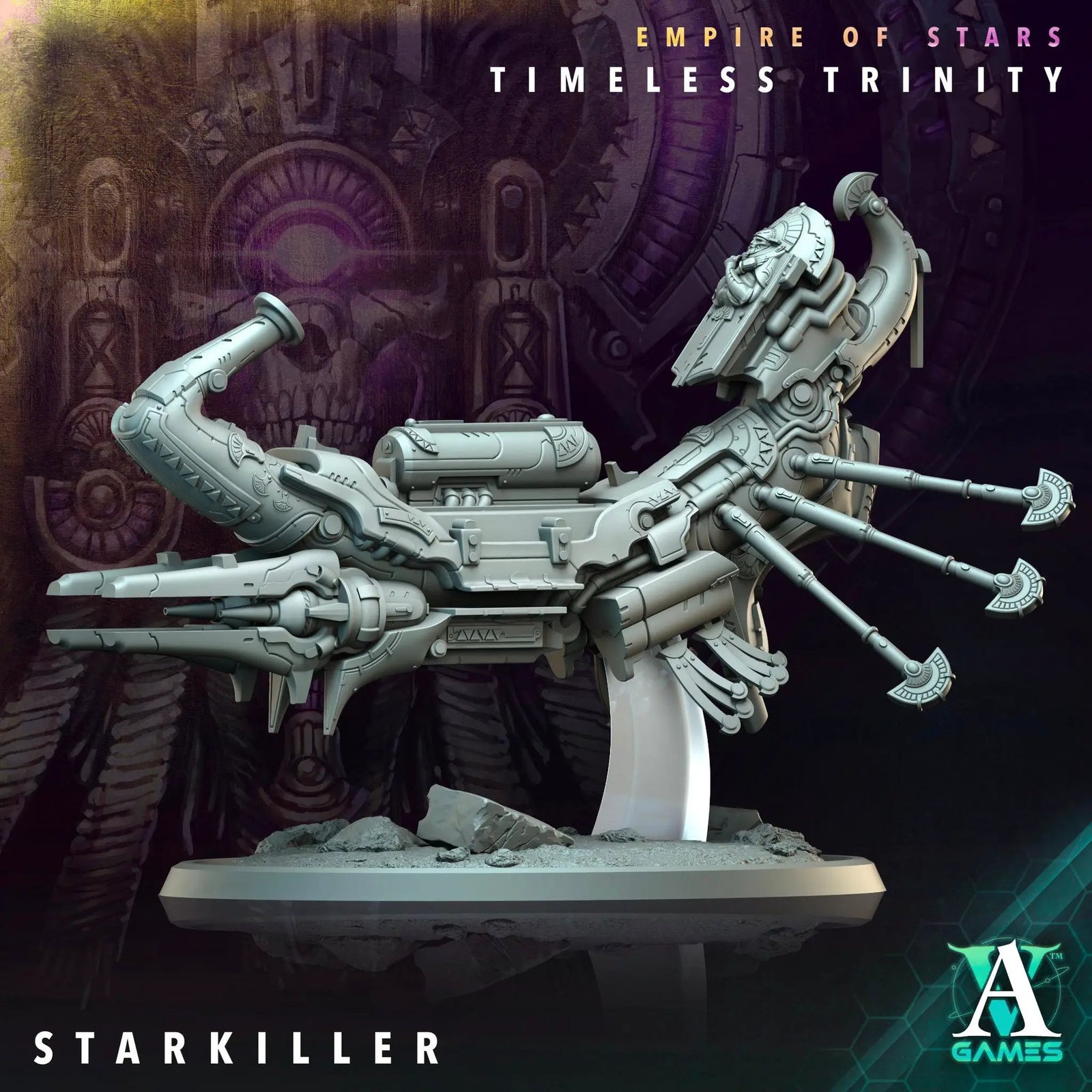 3D printed Starkiller miniature by Last Hope Miniatures for Archvillain Games, showing intricate design and detailed craftsmanship.