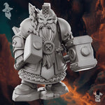 3D printed Steelhill Rune Smith miniature by DakkaDakka Miniatures for Last Hope Miniatures, shown in detailed view.