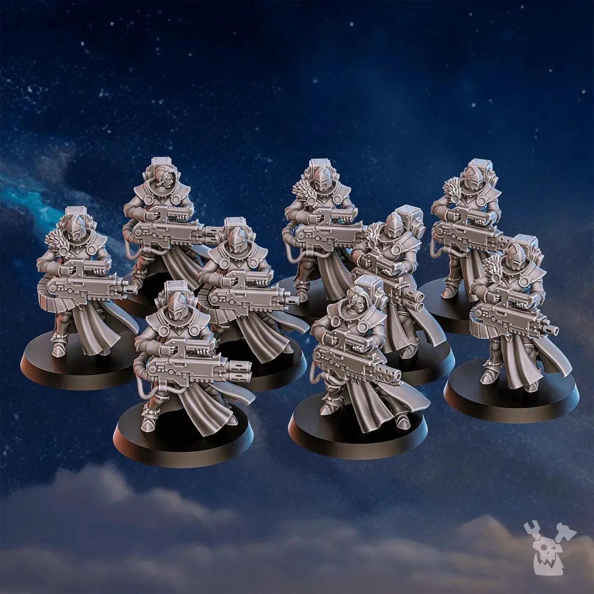3D printed Stormpride Heavy Sisters Squad miniatures by DakkaDakka Miniatures, featuring detailed figures from Last Hope Miniatures.