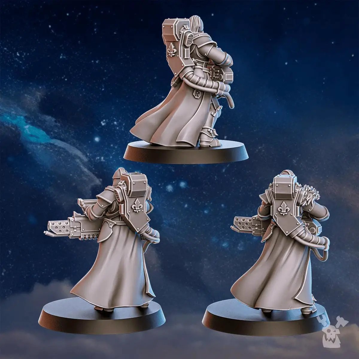 3D printed Stormpride Heavy Sisters Squad by DakkaDakka Miniatures, showing detailed models in a military stance.