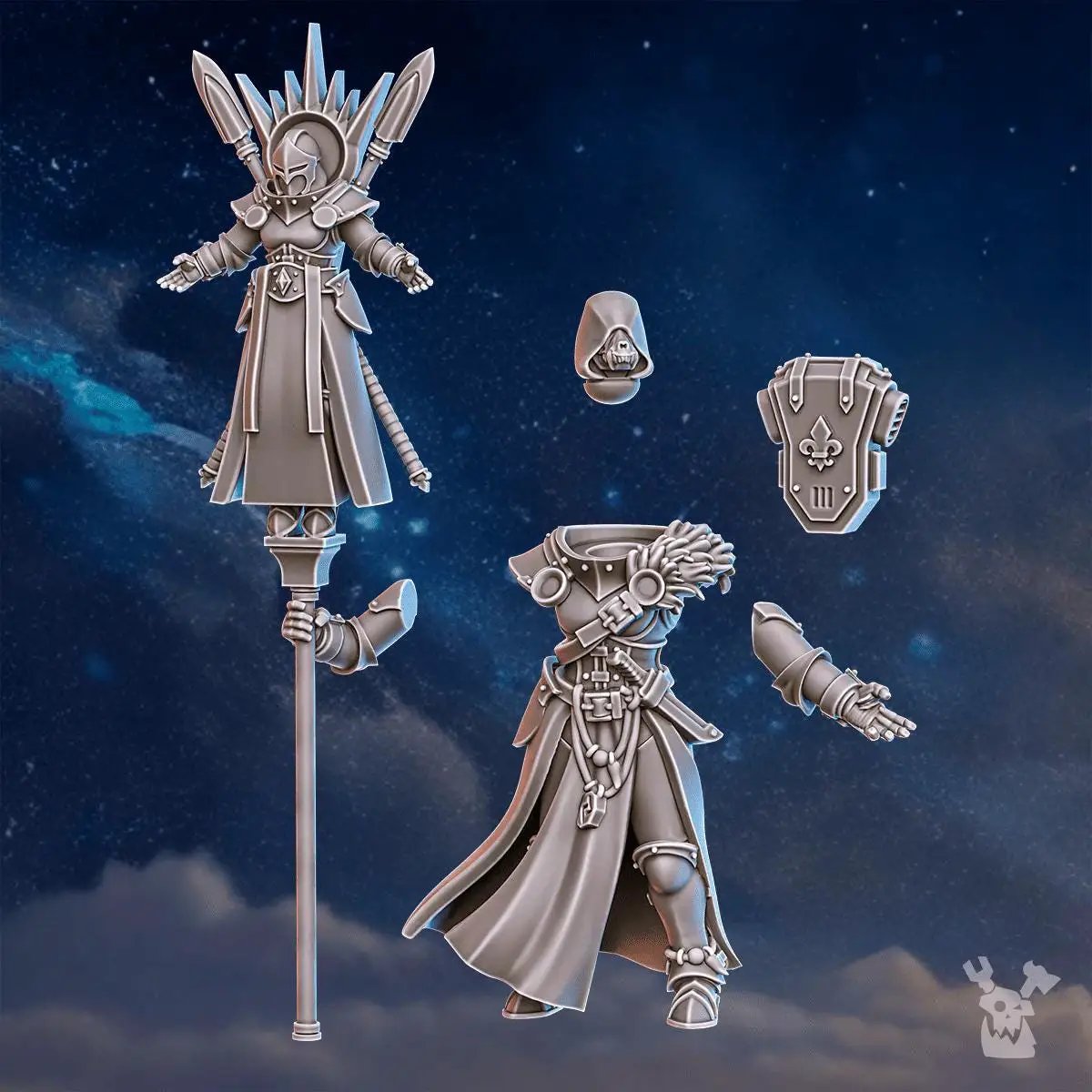 3D printed Stormpride Relic Keeper miniature by DakkaDakka Miniatures, part of Last Hope Miniatures collection, detailed and painted.