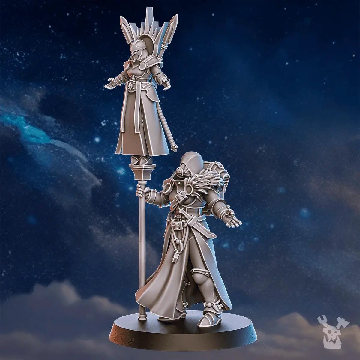 3D printed Stormpride Relic Keeper miniature by DakkaDakka Miniatures, detailed model with intricate armor and weapon features.