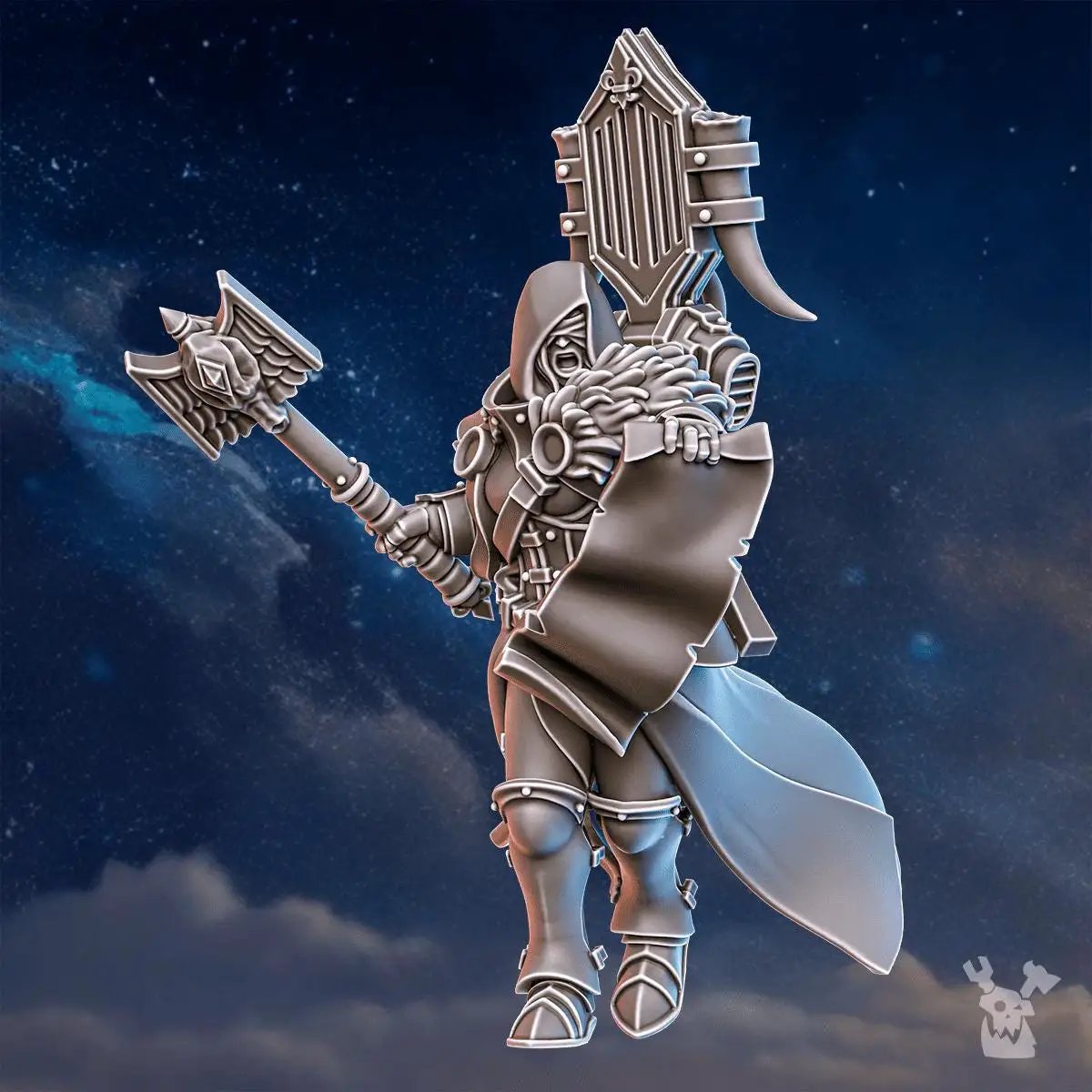3D printed Stormpride Sisters Caller miniature by Last Hope Miniatures, showcasing detailed sculpt and intricate design.