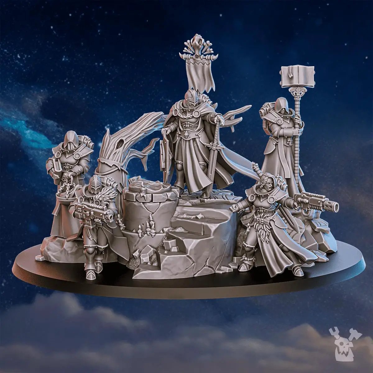 3D printed Stormpride Sisters diorama by Last Hope Miniatures showcasing detailed miniatures in dynamic scene