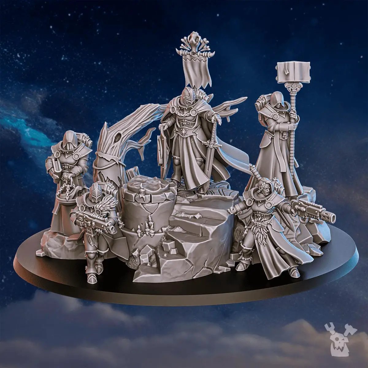 3D printed Stormpride Sisters diorama by Last Hope Miniatures, featuring detailed miniature figures from DakkaDakka Miniatures.