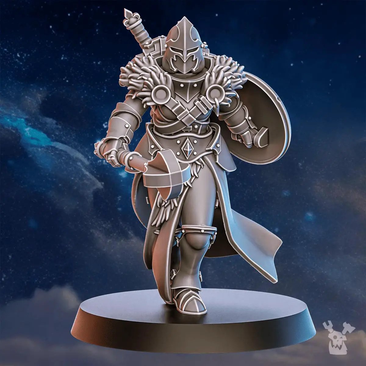 3D printed Stormpride Sisters Icewall Squad miniatures by DakkaDakka Miniatures, showing detailed ice-themed figures on a display.