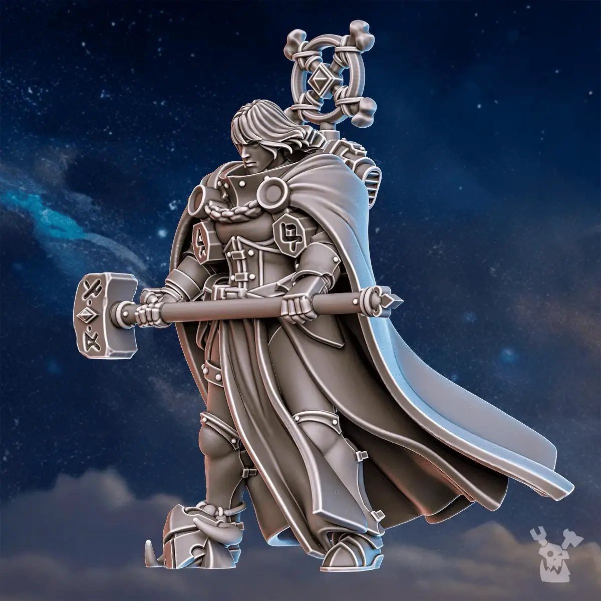 3D printed Stormpride Sisters Runnerules Master miniature by Last Hope Miniatures, detailed figure with intricate armor and weaponry.