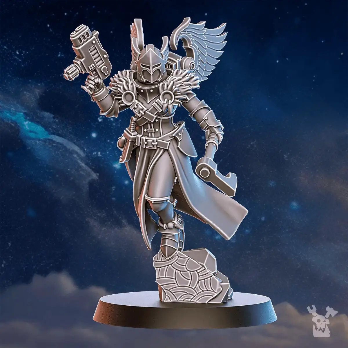 Set of five 3D printed Stormpride Valkyrie Squad miniatures by DakkaDakka Miniatures, detailed sci-fi war game figures.