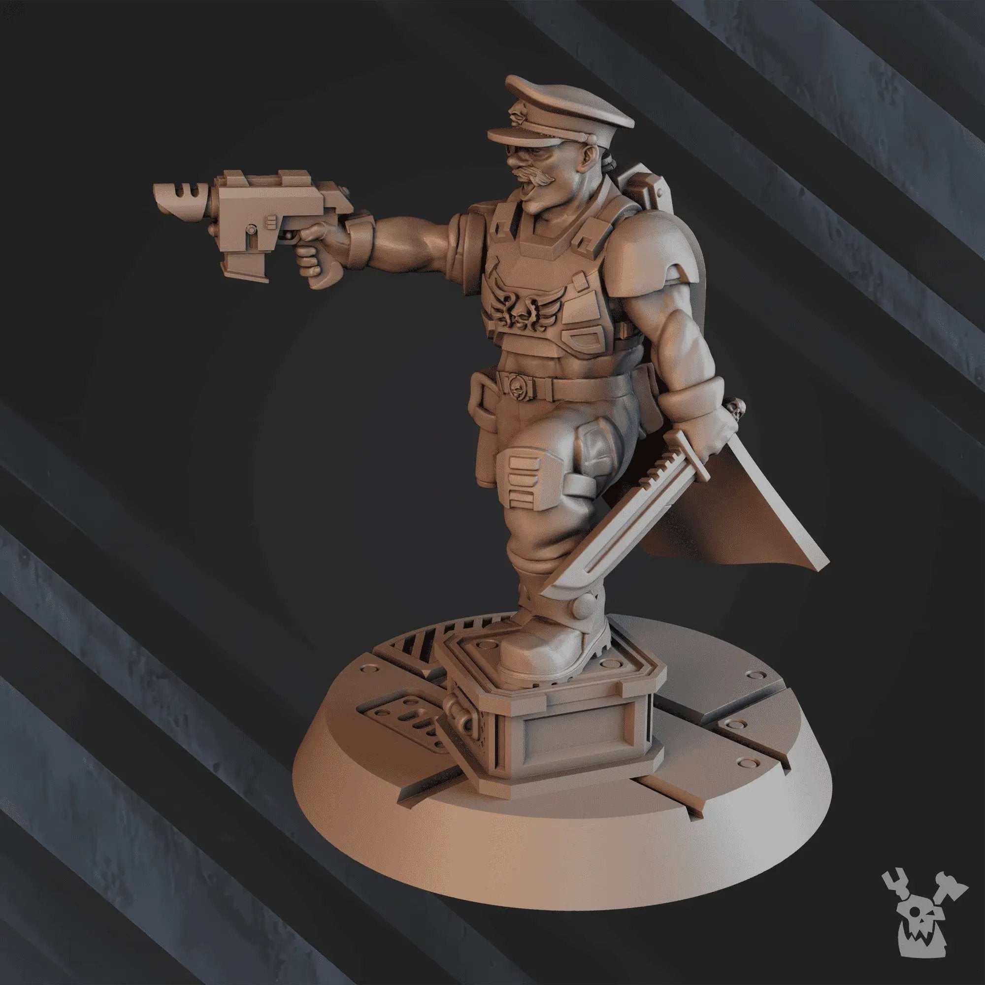 3D printed miniature of Tank Commander George "Whizbang" Dillon by Last Hope Miniatures, detailed model from DakkaDakka Miniatures collection.