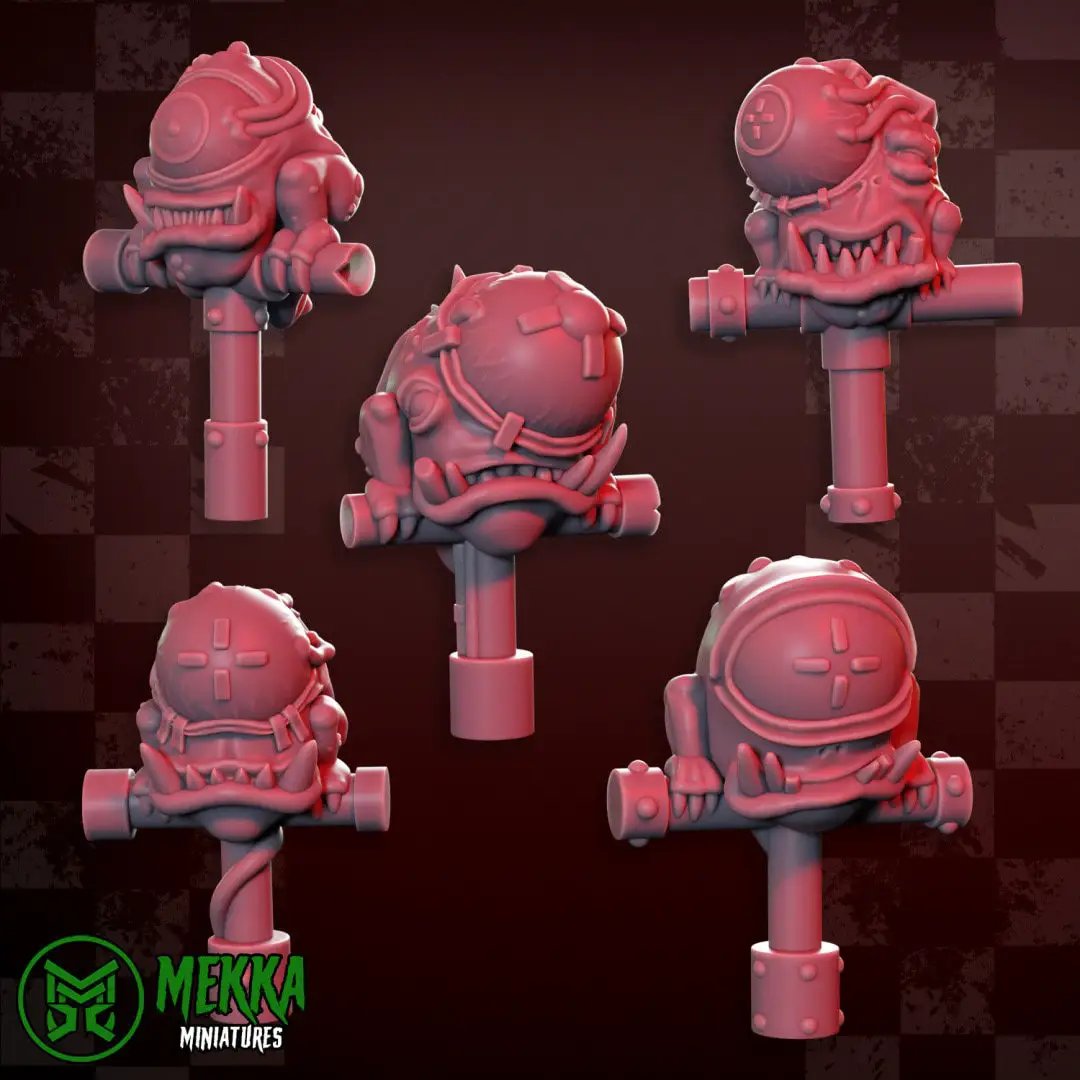 3D printed Chompaz x5 miniatures from Last Hope Miniatures, featuring detailed, monstrous creature models by Mekka Miniatures.
