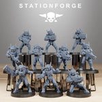 Pack of 10 3D printed Tarion Clone Infantry miniatures by StationForge Miniatures for Last Hope Miniatures, detailed military figures.