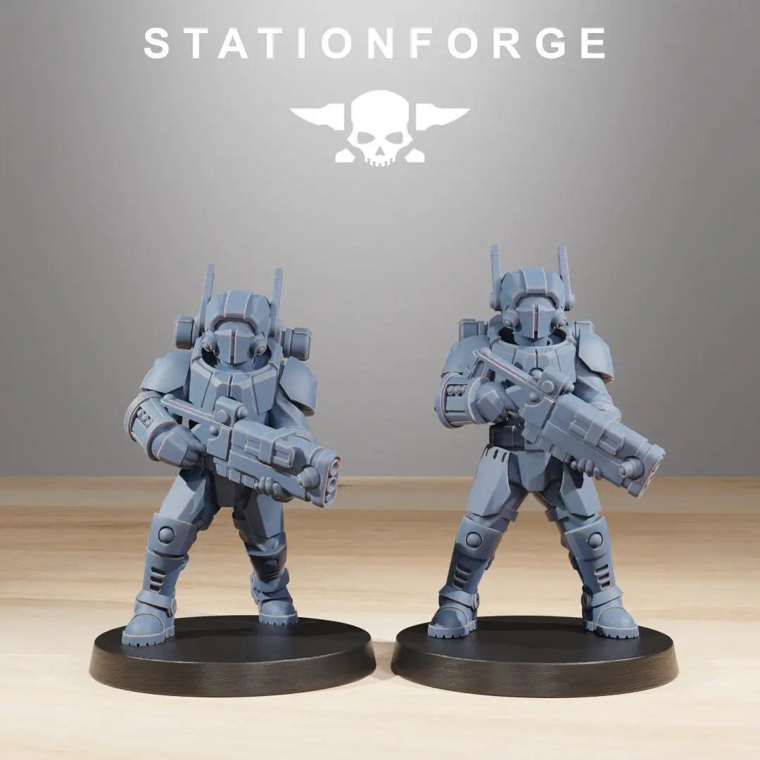 Set of 10 3D printed Tarion Clone Infantry miniatures by Last Hope Miniatures, detailed sci-fi soldier figures for tabletop gaming.