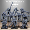 Ten 3D printed Tarion Hunters miniatures by StationForge for Last Hope Miniatures, detailed fantasy creature figures.