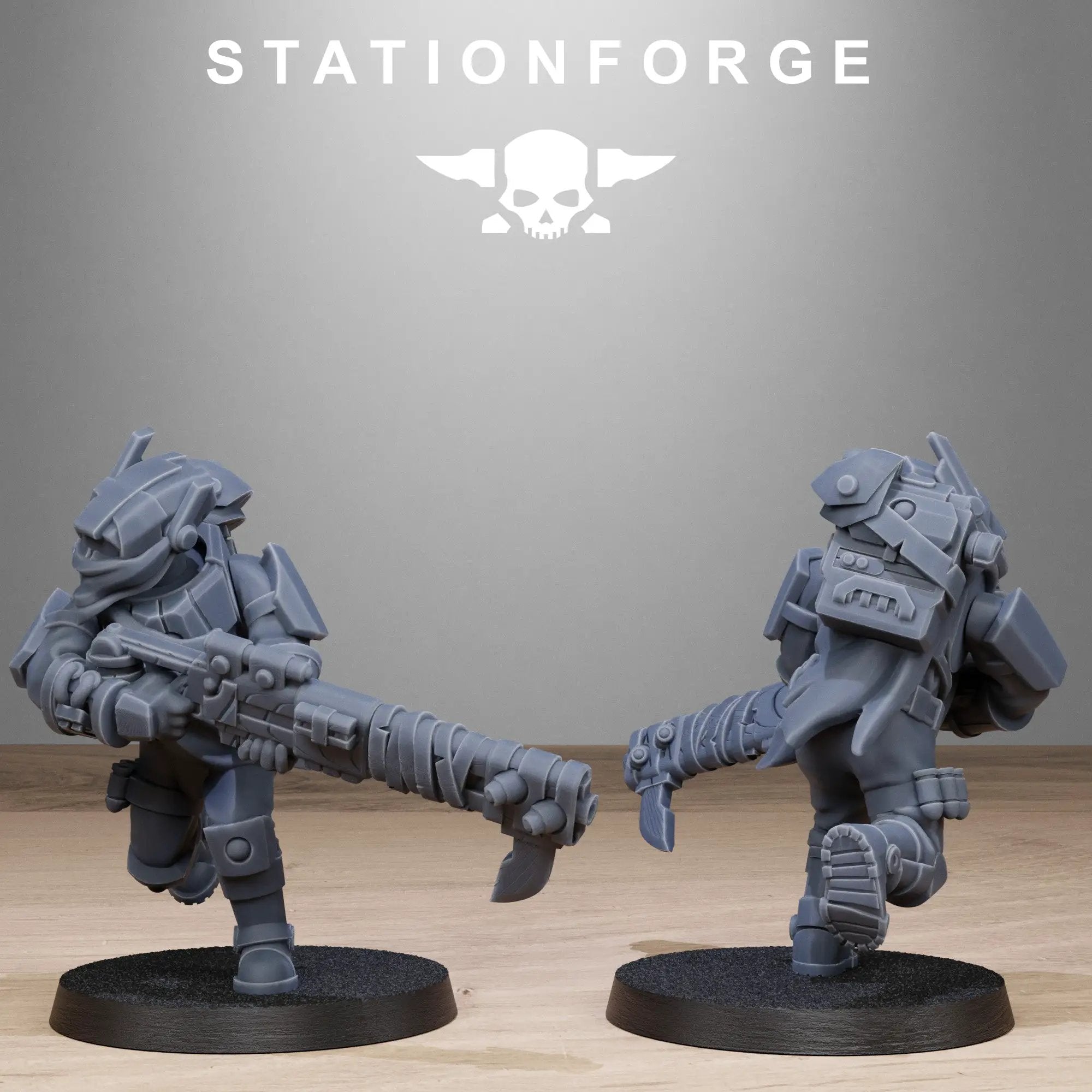 3D printed Tarion Hunters miniatures by StationForge, part of Last Hope Miniatures collection, shown in a detailed shot.