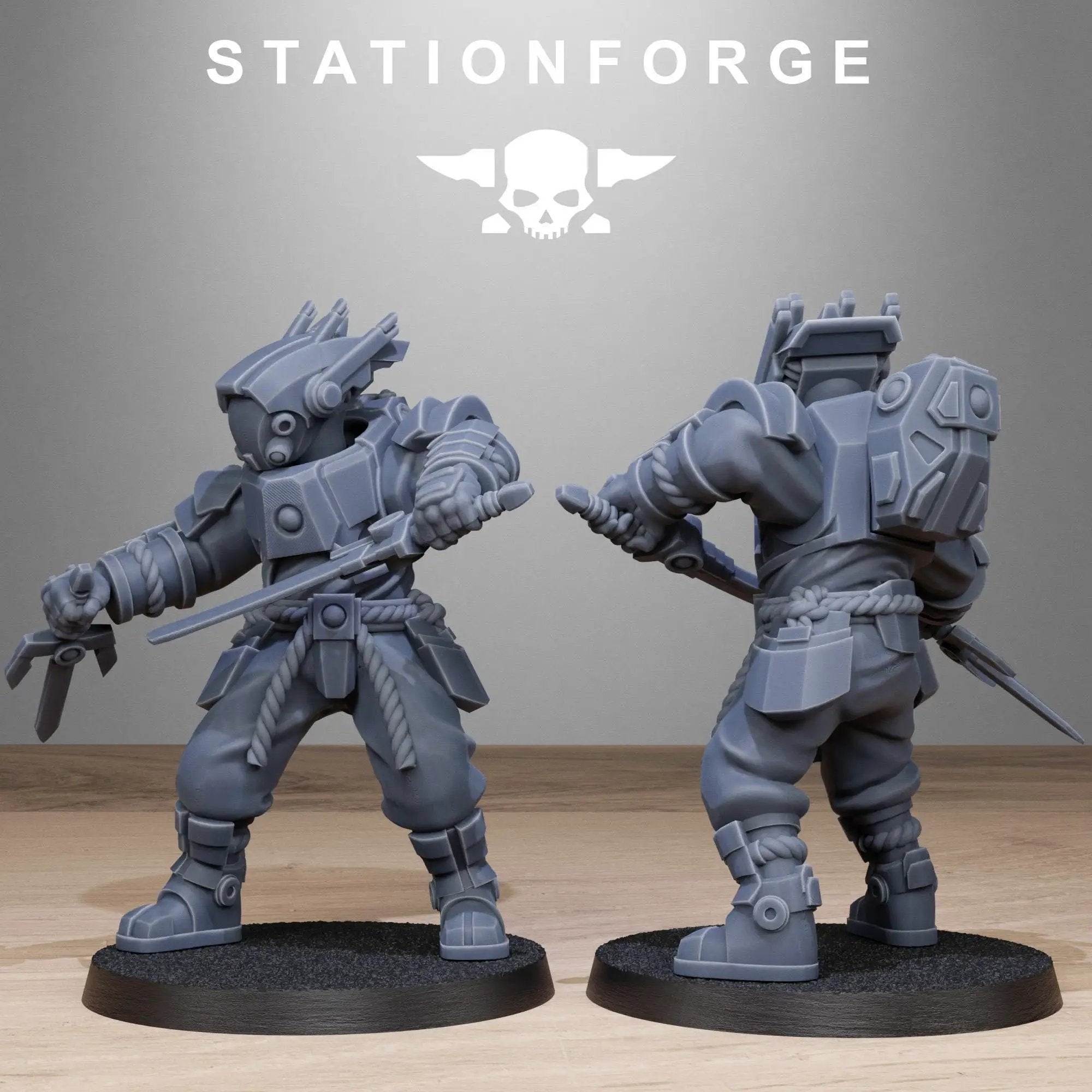 10 3D printed Tarion Melee Squad miniatures by StationForge, detailed fantasy figures from Last Hope Miniatures.