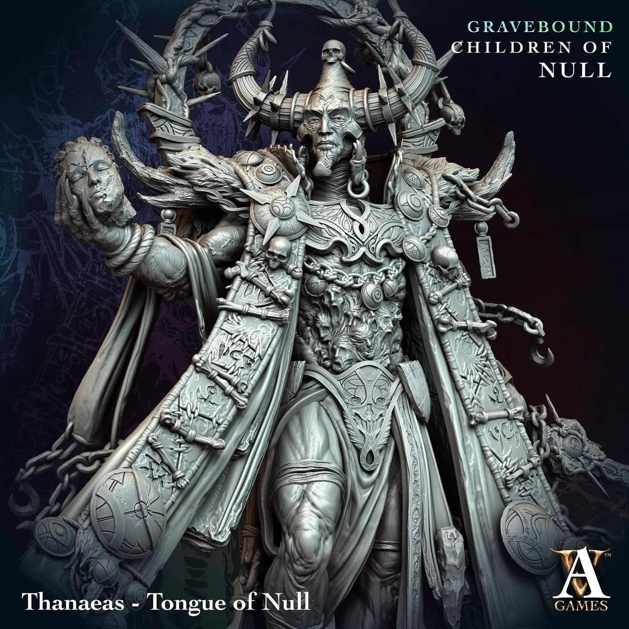 3D printed Thanaeas - Tongue of Null figurine from Last Hope Miniatures by Archvillain Games, detailed sculpture with intricate design.