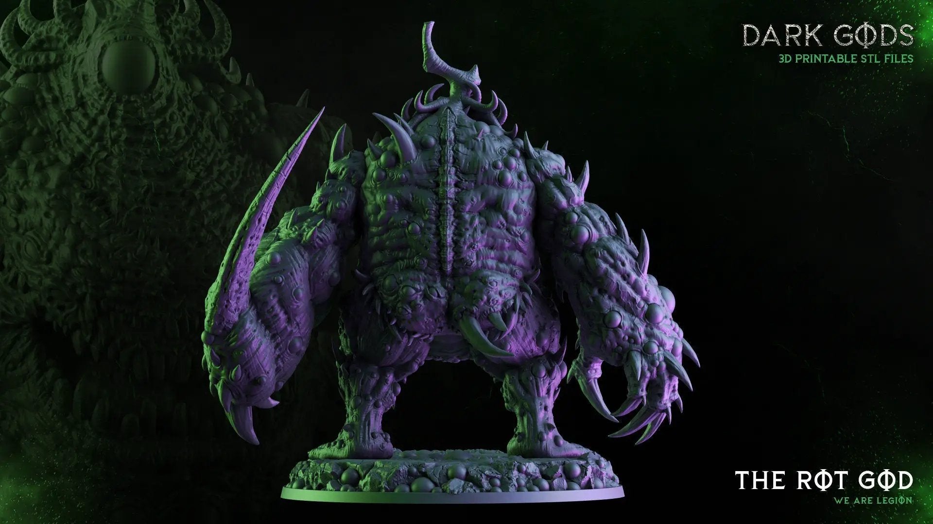 3D printed The Rot God miniature by Dark Gods Miniatures for Last Hope Miniatures, showing detailed grotesque features and eerie design.