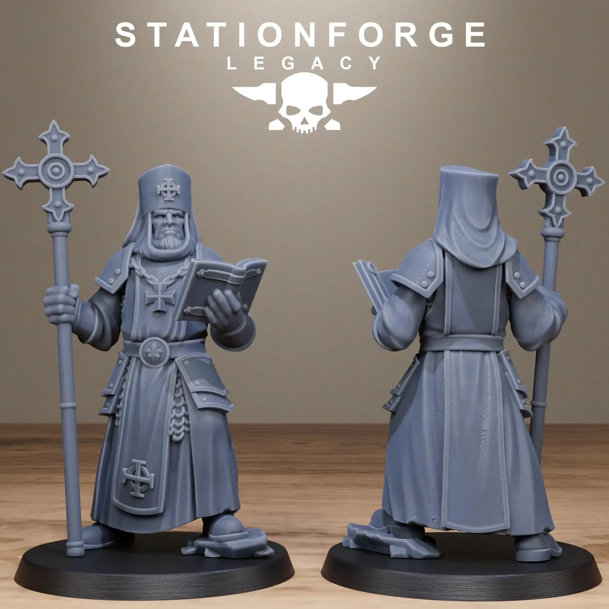 3D printed Thorncrest Priests miniature by StationForge Miniatures for Last Hope Miniatures, featuring detailed priest figures.