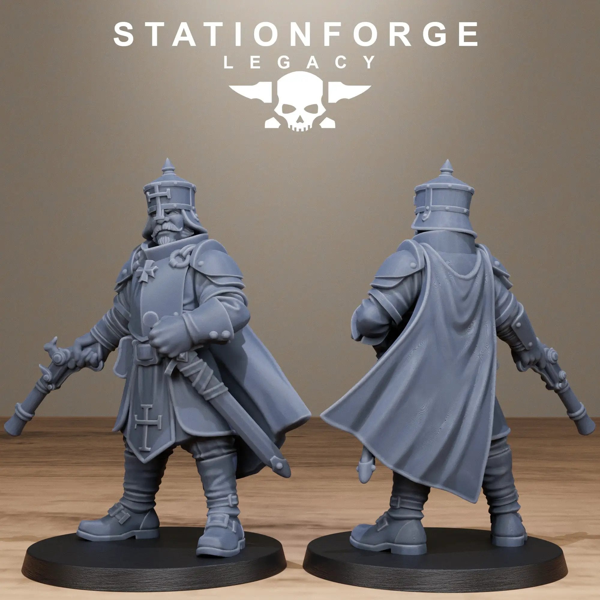 3D printed Thorncrest Trackers miniatures by StationForge for Last Hope Miniatures, detailed models in a sci-fi setting.