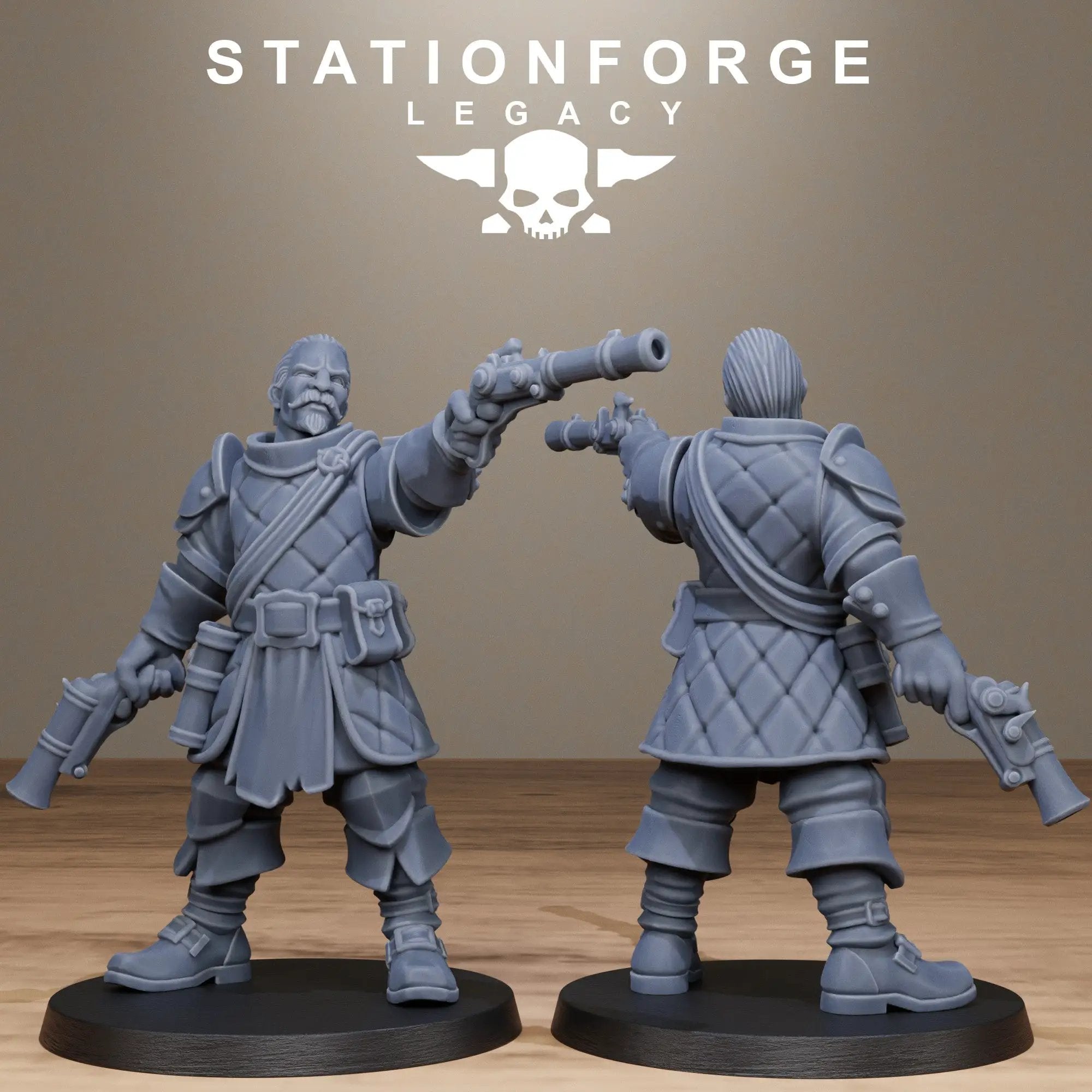 3D printed Thorncrest Trackers miniatures by StationForge for Last Hope Miniatures, showing detailed scout figures in a desert setting.