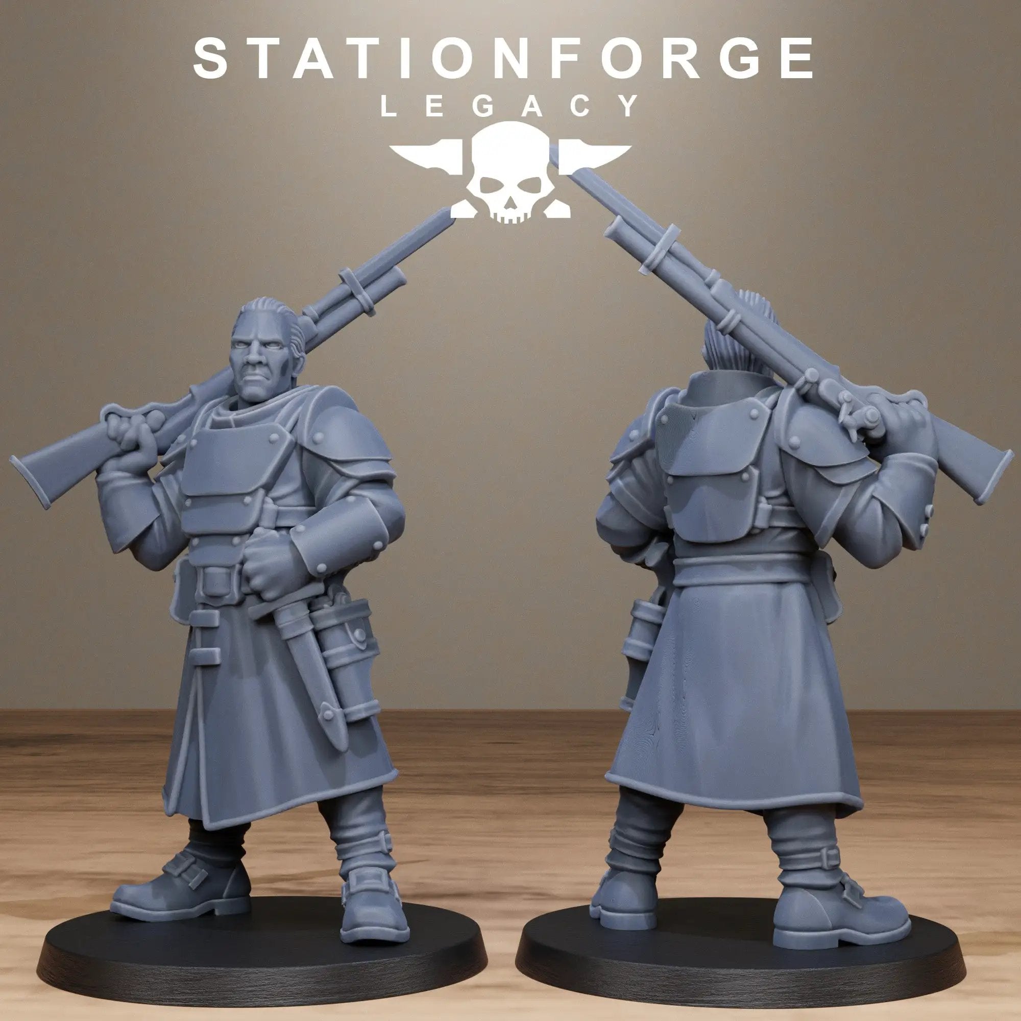 3D printed Thorncrest Trackers miniature by StationForge Miniatures, part of Last Hope Miniatures collection, detailed fantasy soldier figure