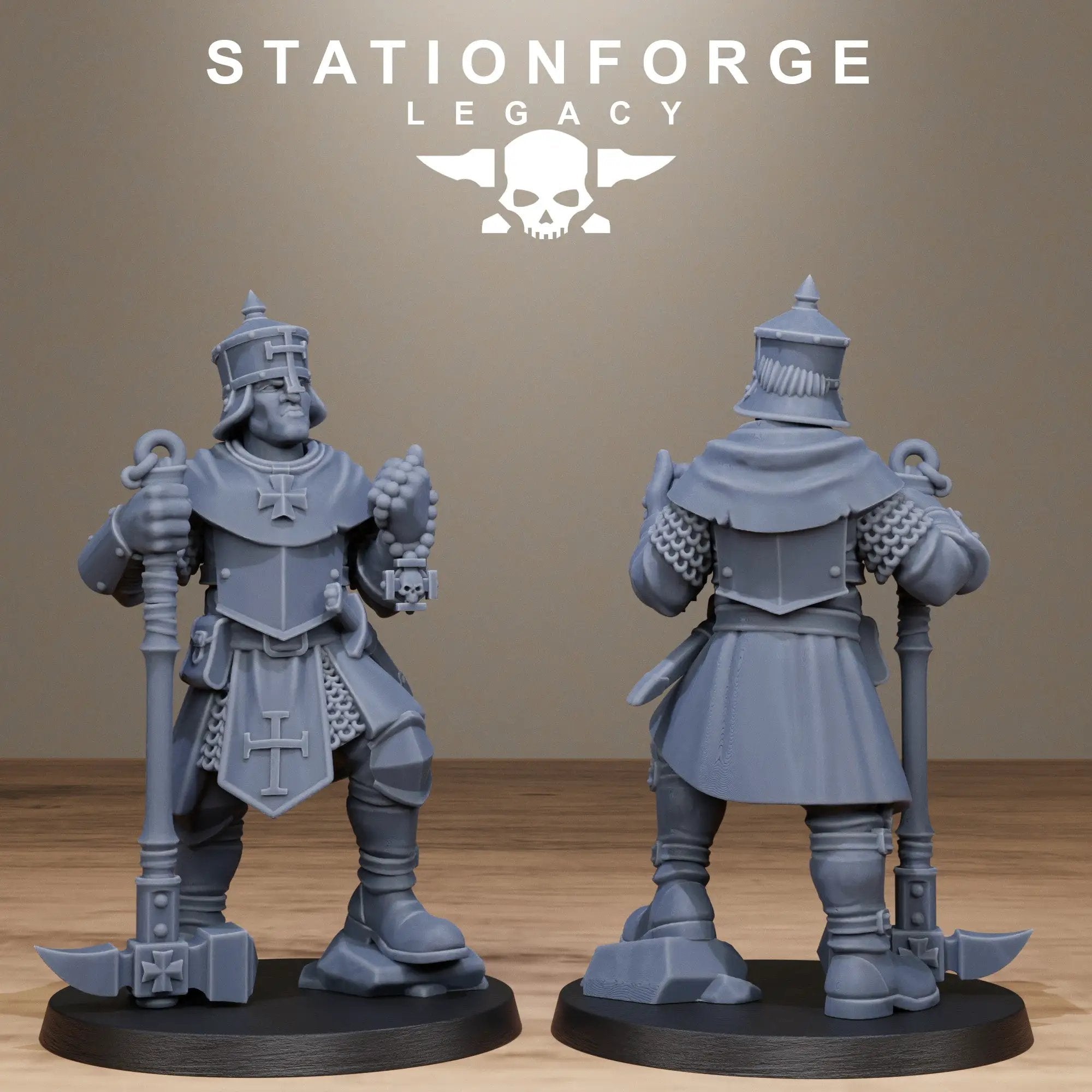 3D printed Thorncrest Trackers miniature by StationForge Miniatures, featuring detailed fantasy warrior figures from Last Hope Miniatures.