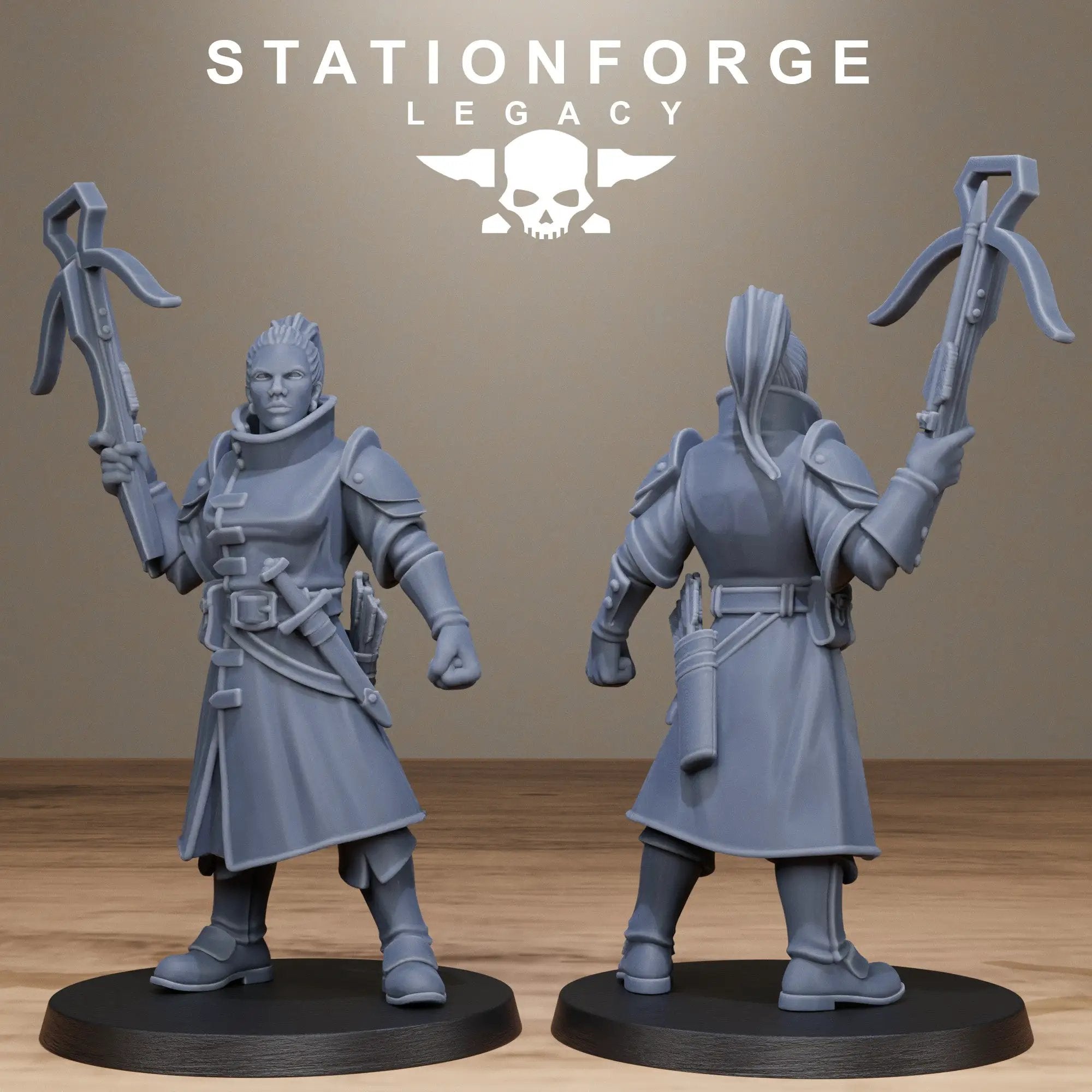 3D printed Thorncrest Trackers miniatures by StationForge for Last Hope Miniatures, showing detailed terrain figures.